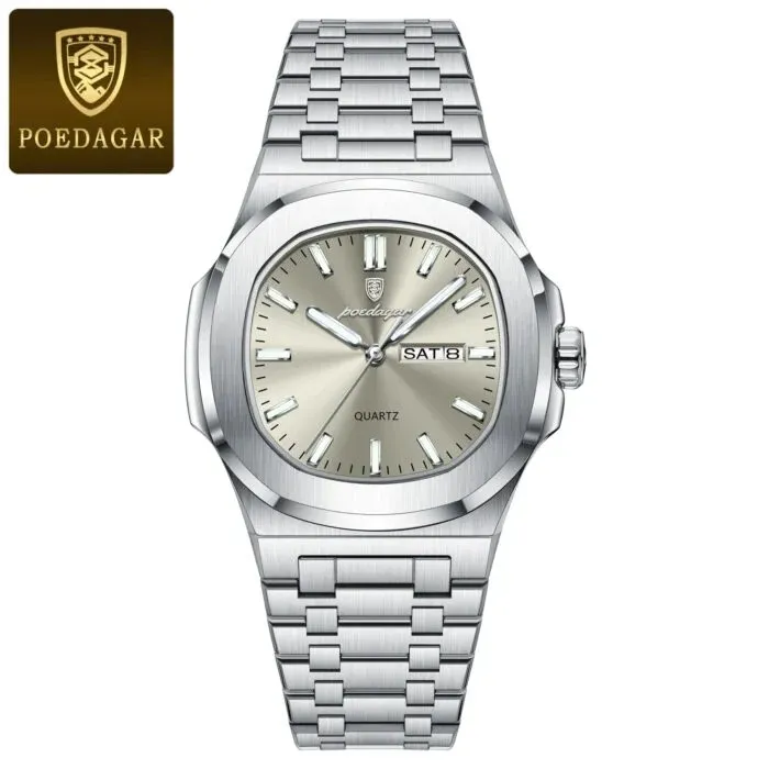 Poedagar 853 CH For Men -  Silver Gray