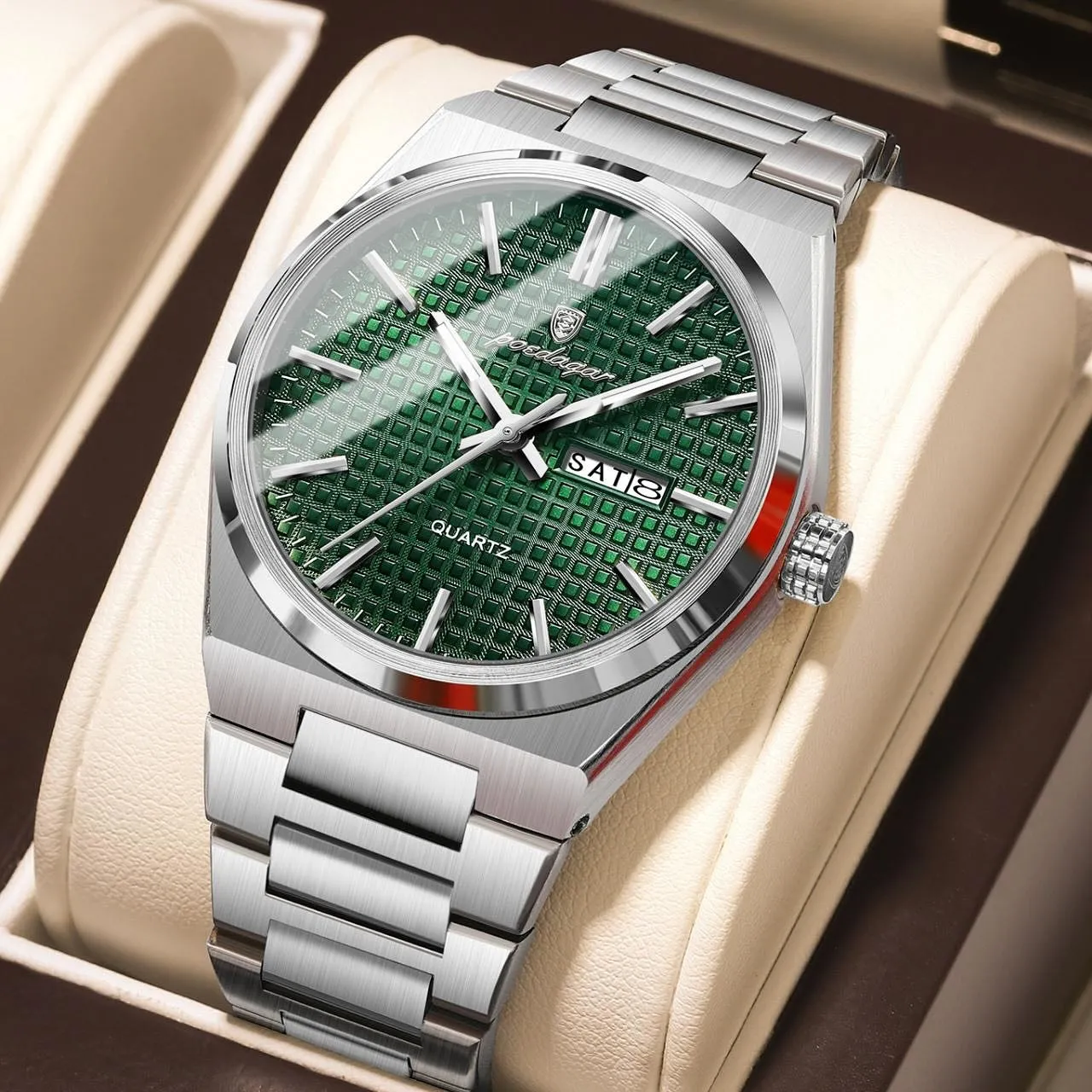 Poedagar 874 CH For Men - Silver Green