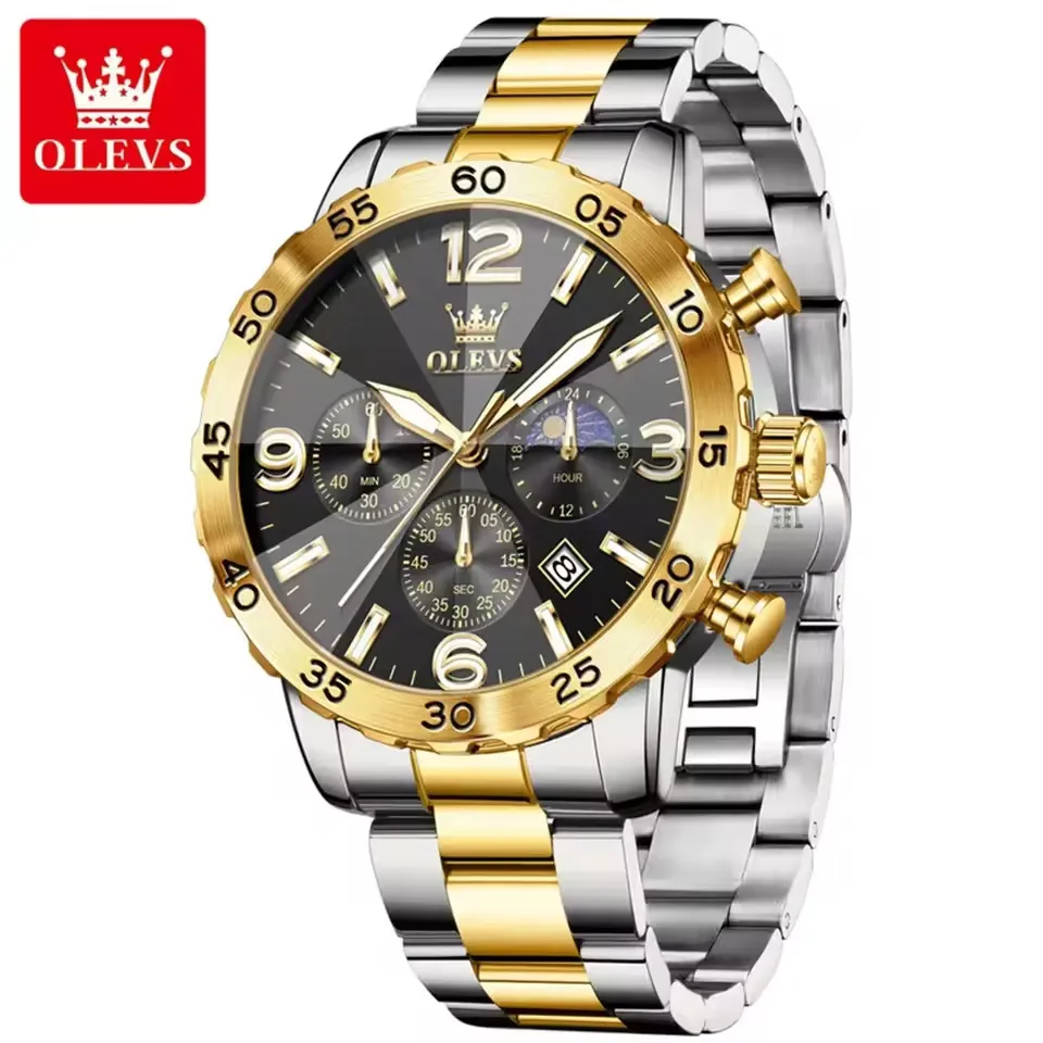 Olevs 3678 CH – Silver Gold Black For Men