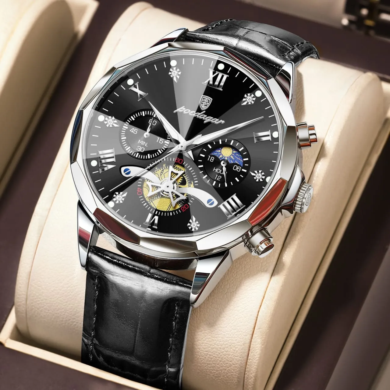 Poedagar 938L For Men - Silver Black