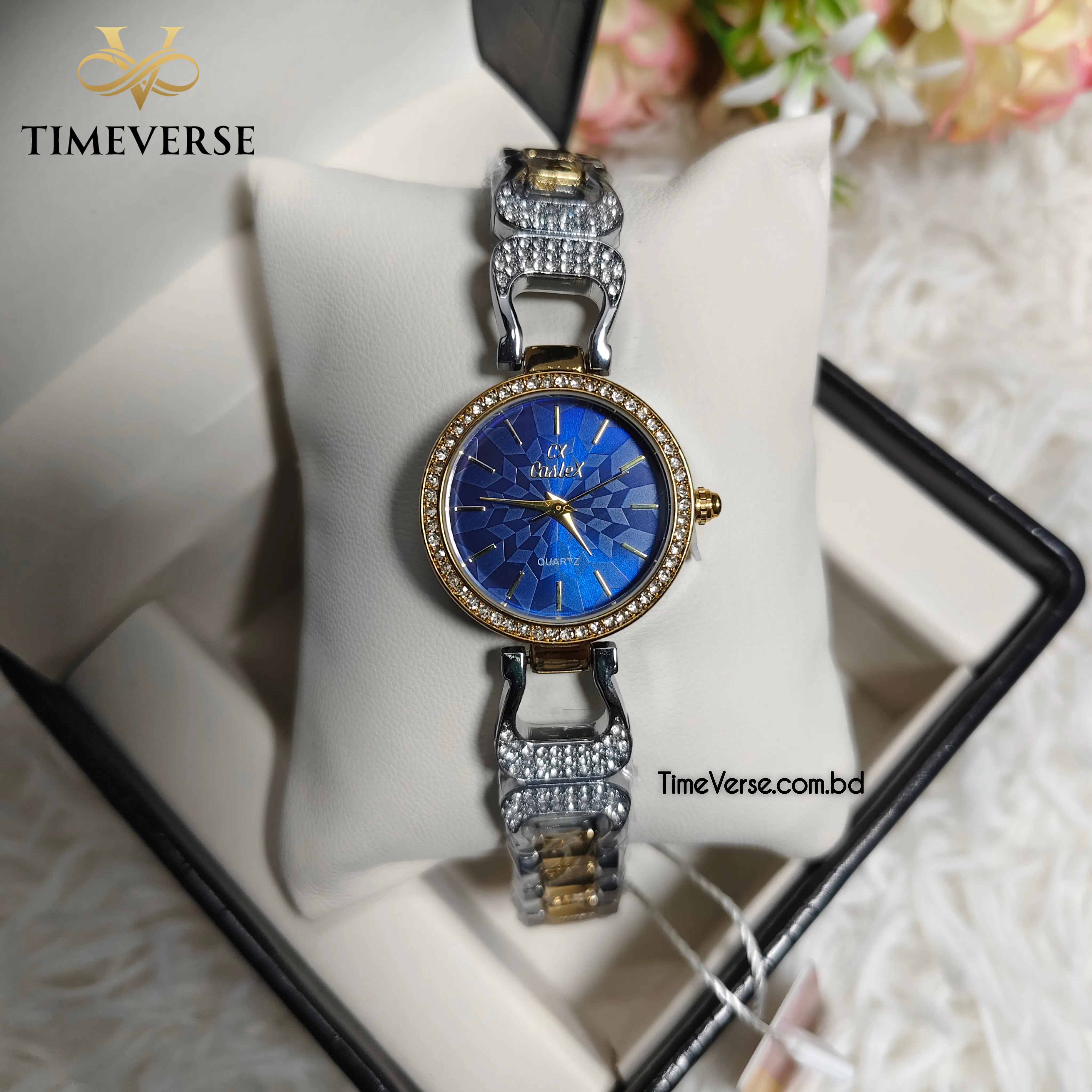Caslex 342 Ladies Watch - Silver Gold Blue