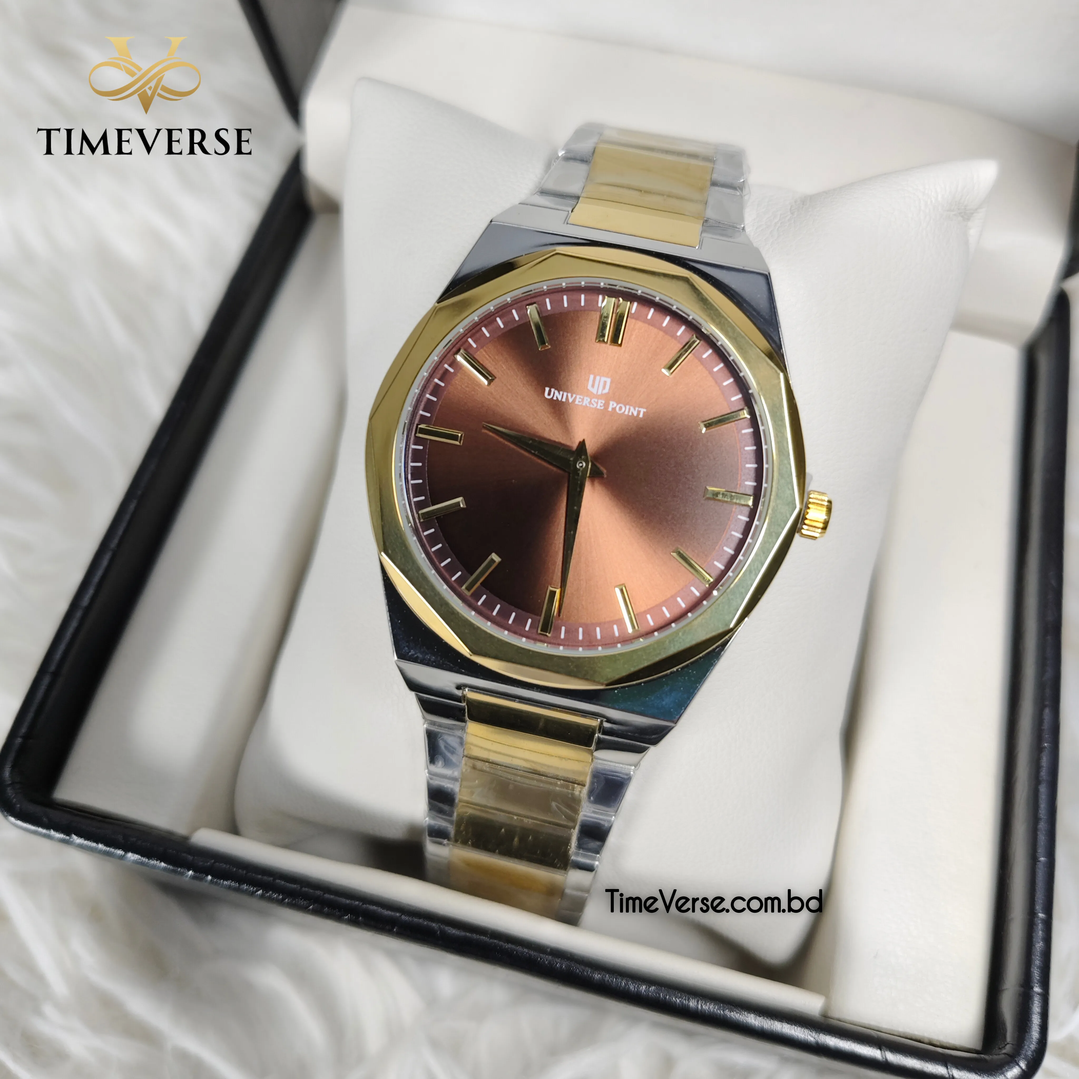 Universe Point 2605 Men's Watch  - Silver Gold Maroon