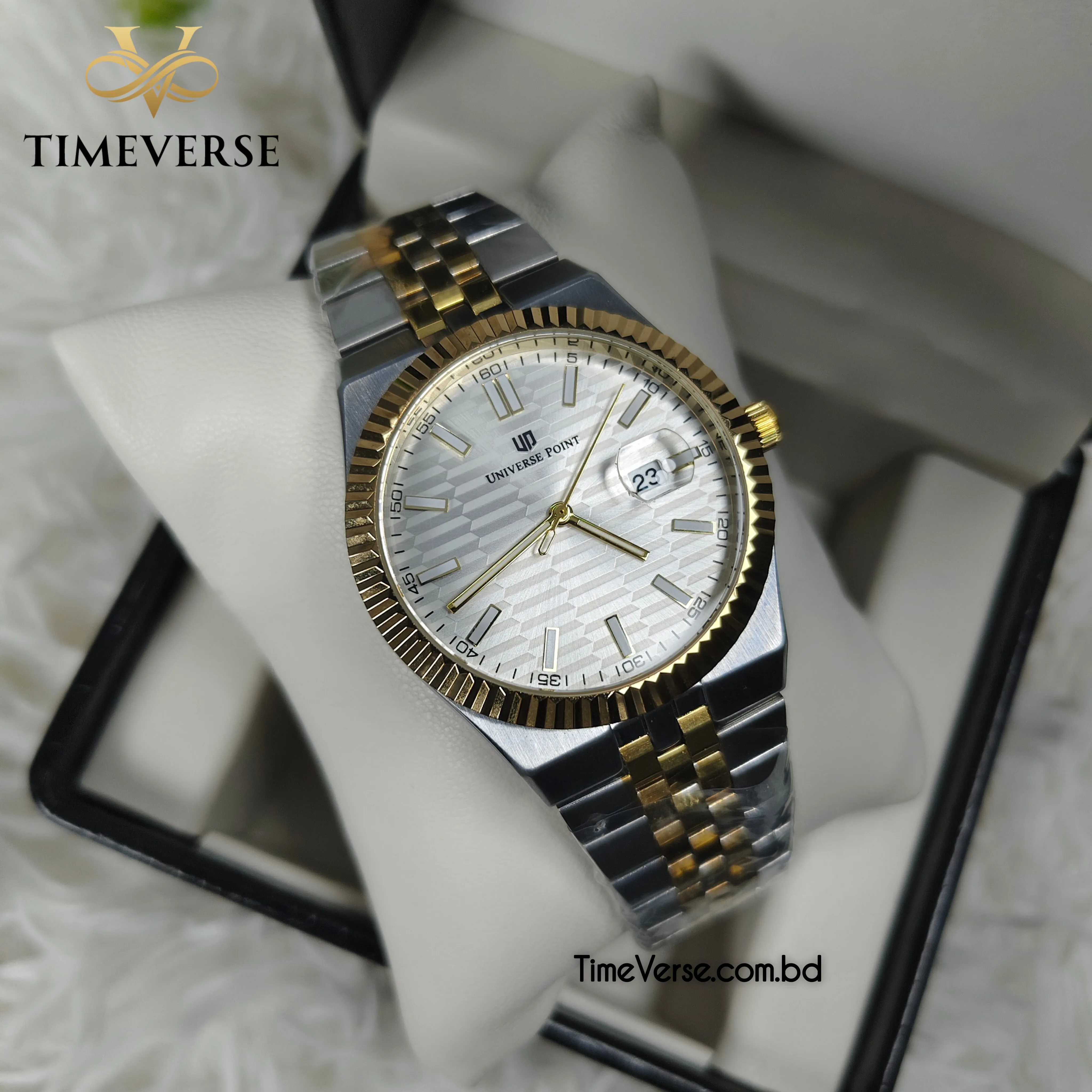 Universe Point A15 Men's Watch - Silver Gold White