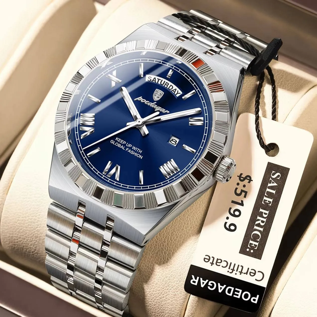 Poedagar 675 Men's Watch - Silver Blue