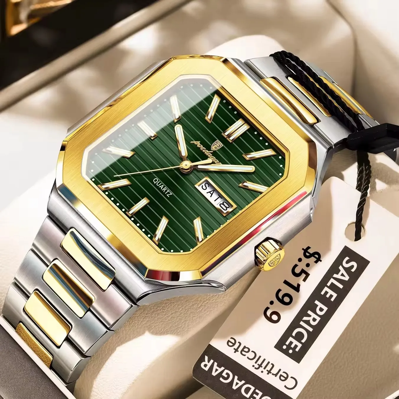 Poedagar 672 Men's Watch - Gold Green