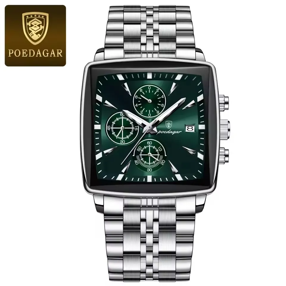 Poedagar 866 Men's Watch - Silver Green 
