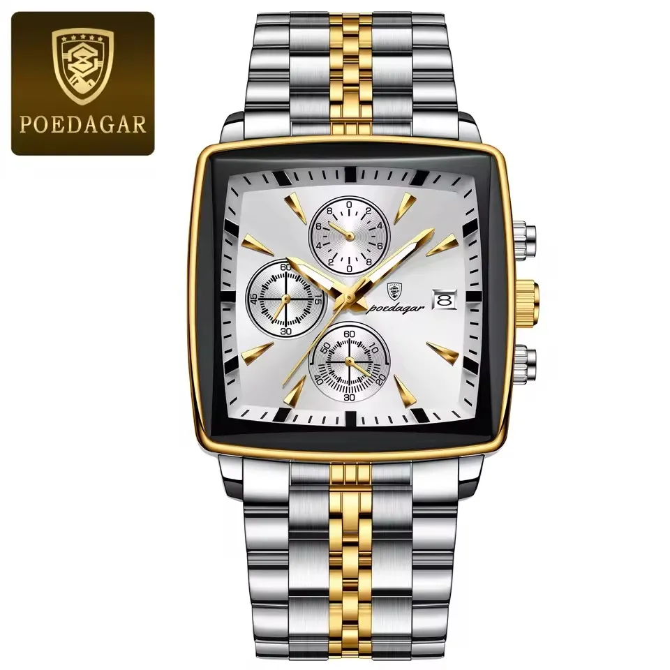 Poedagar 866 Men's Watch - Gold White