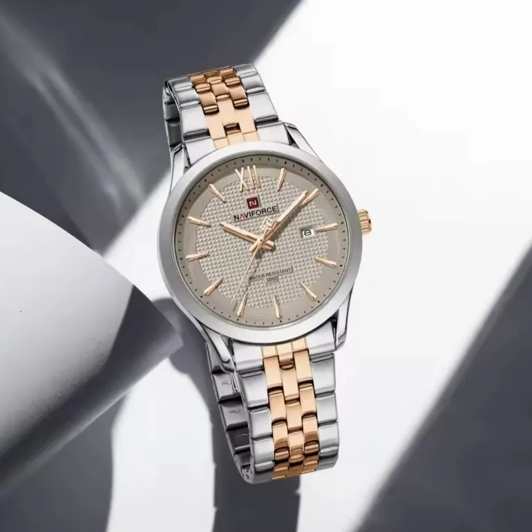 Naviforce 9255 For Men - Silver Rose Gray 