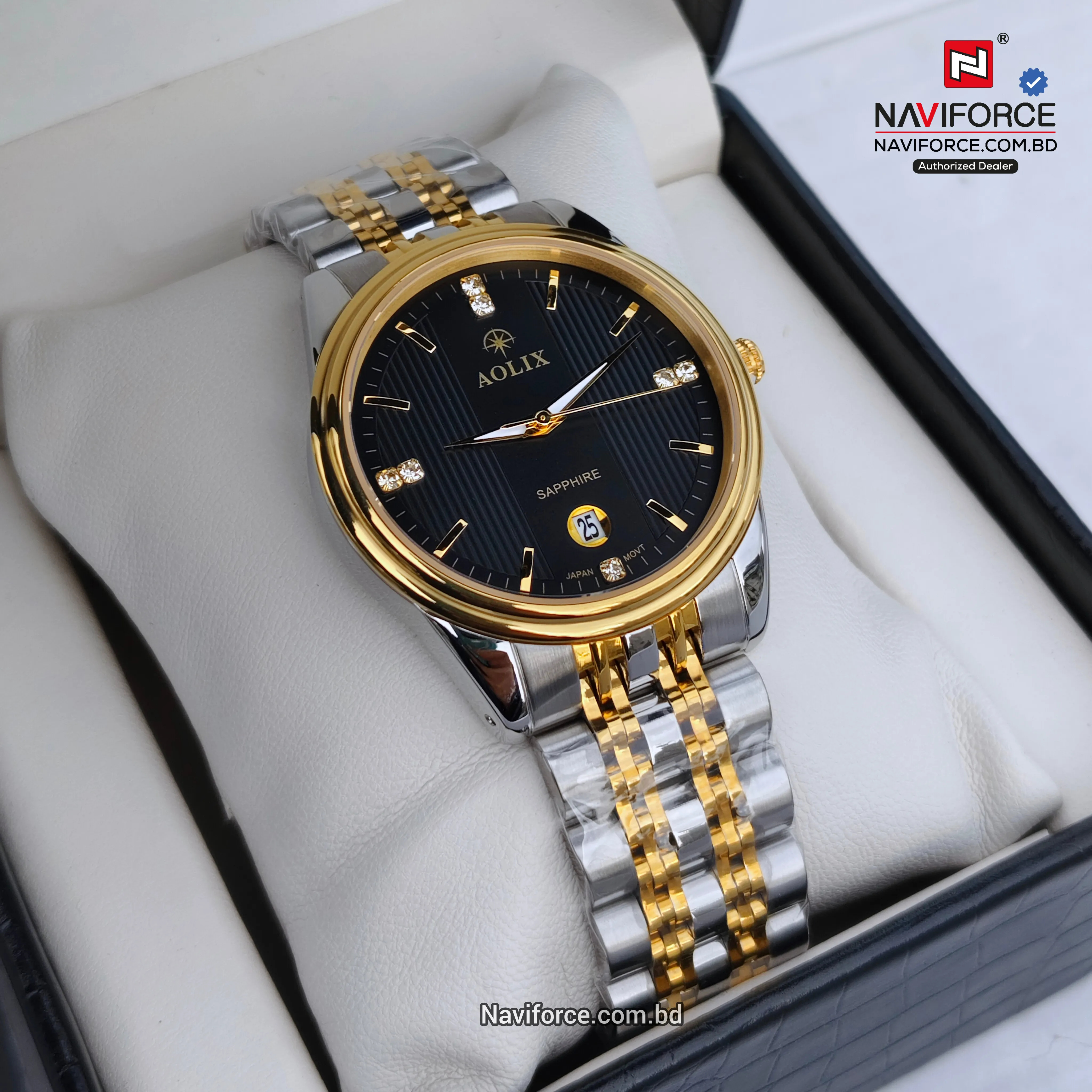 Aolix 9163 Men's Watch - Silver Gold Black 