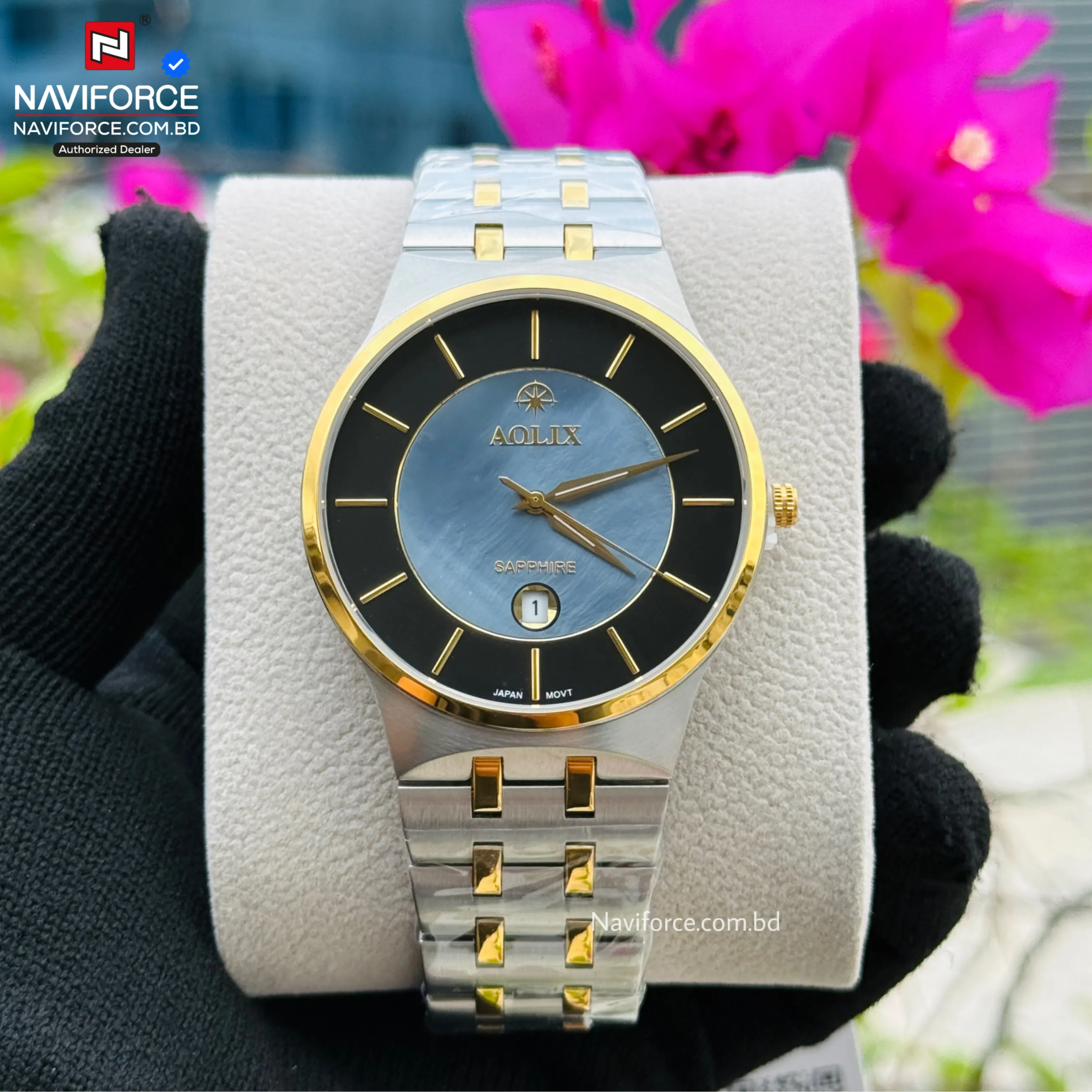 Aolix 9154 Men's Watch - Gold Blue