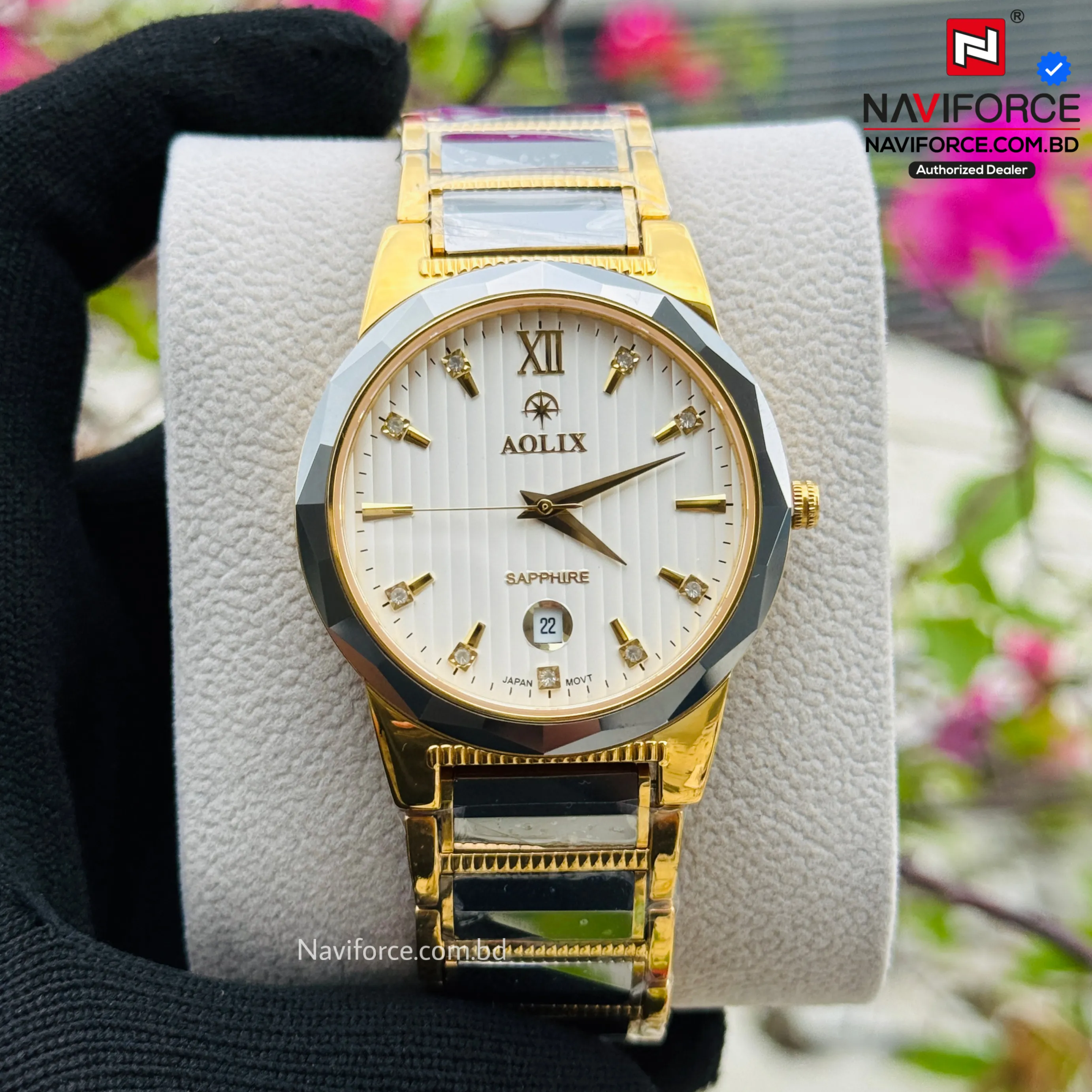 Aolix 6825 Men's Watch - Silver Gold White