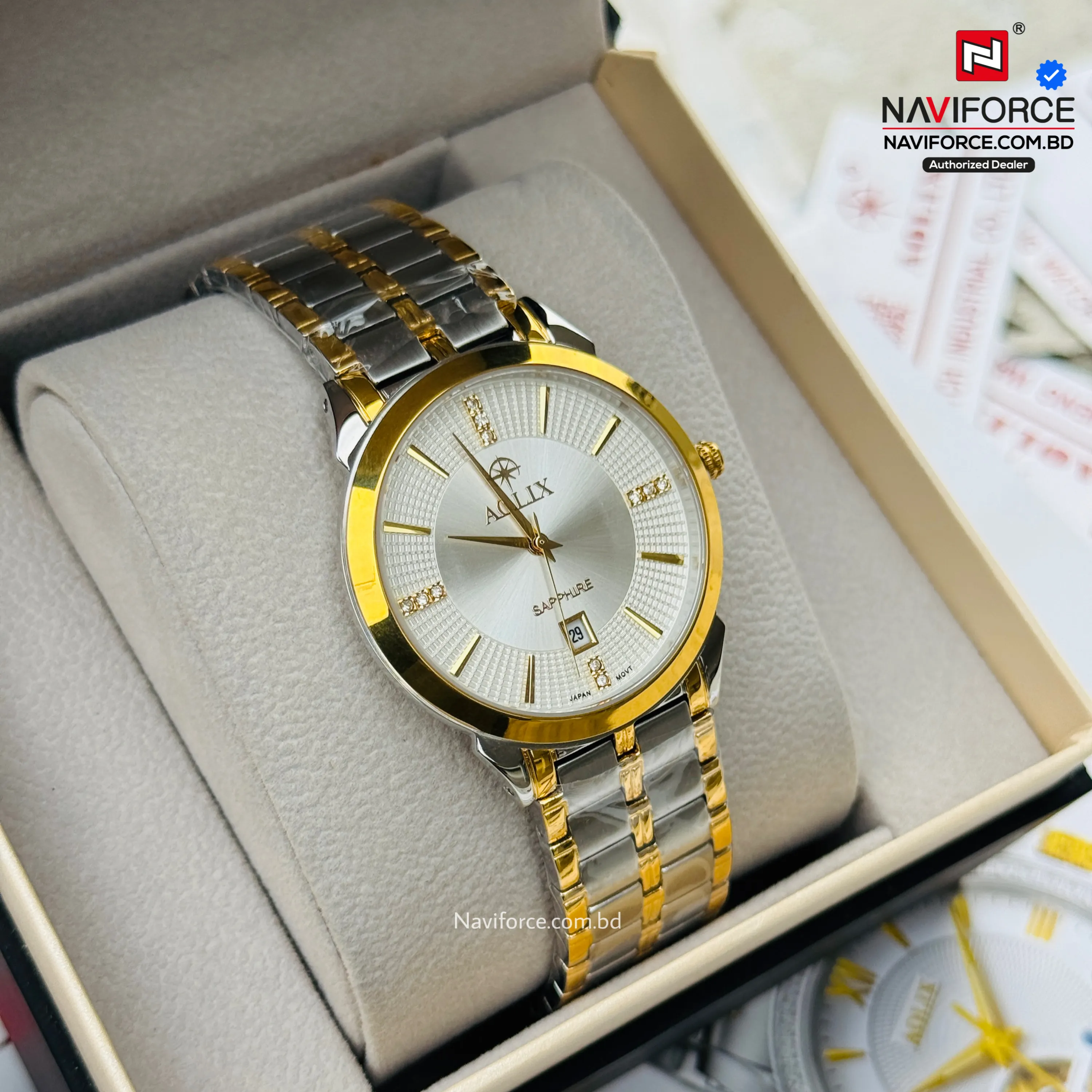 Aolix 9094 Men's Watch - Silver Gold 