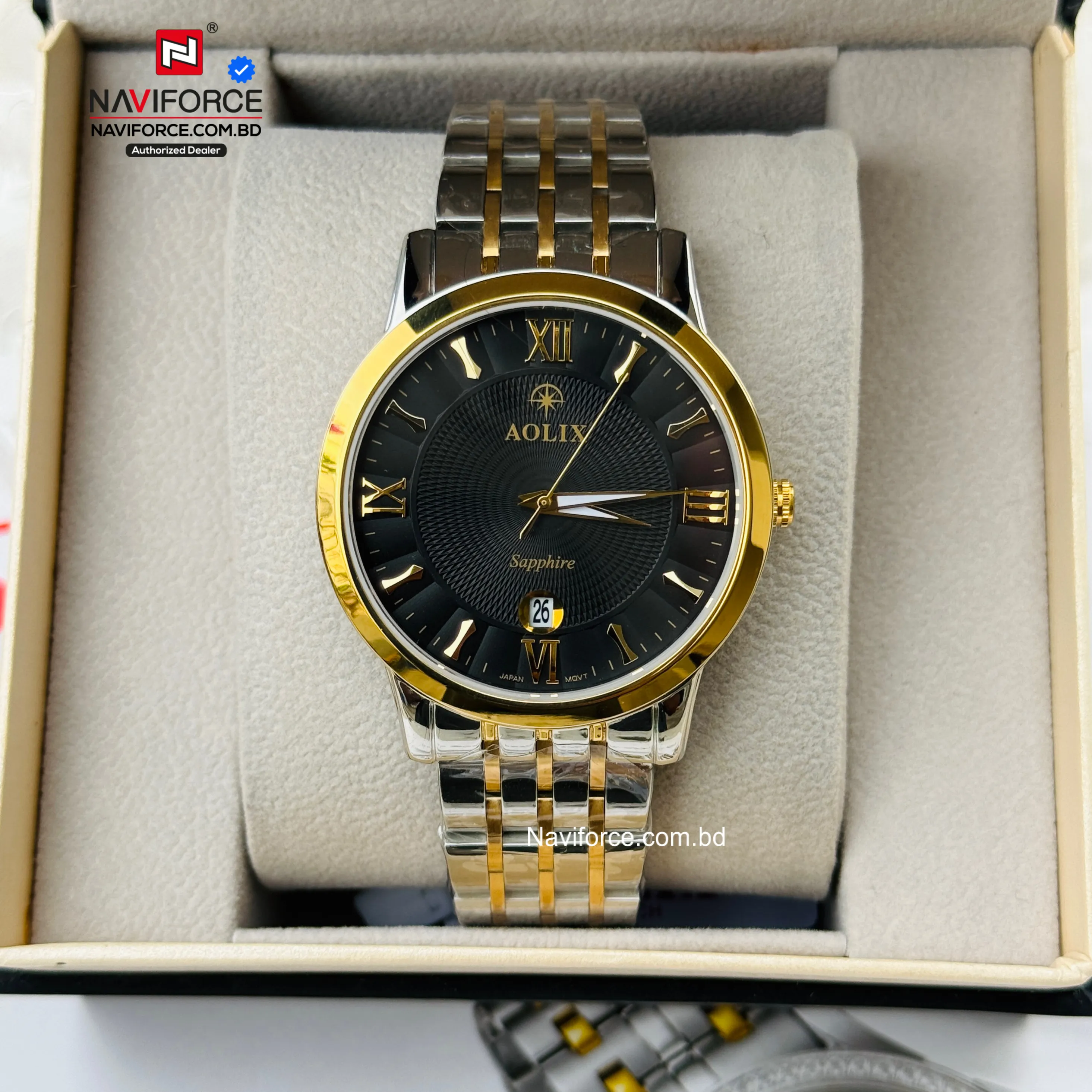 Aolix 9158 Men's Watch - Silver Gold Black 