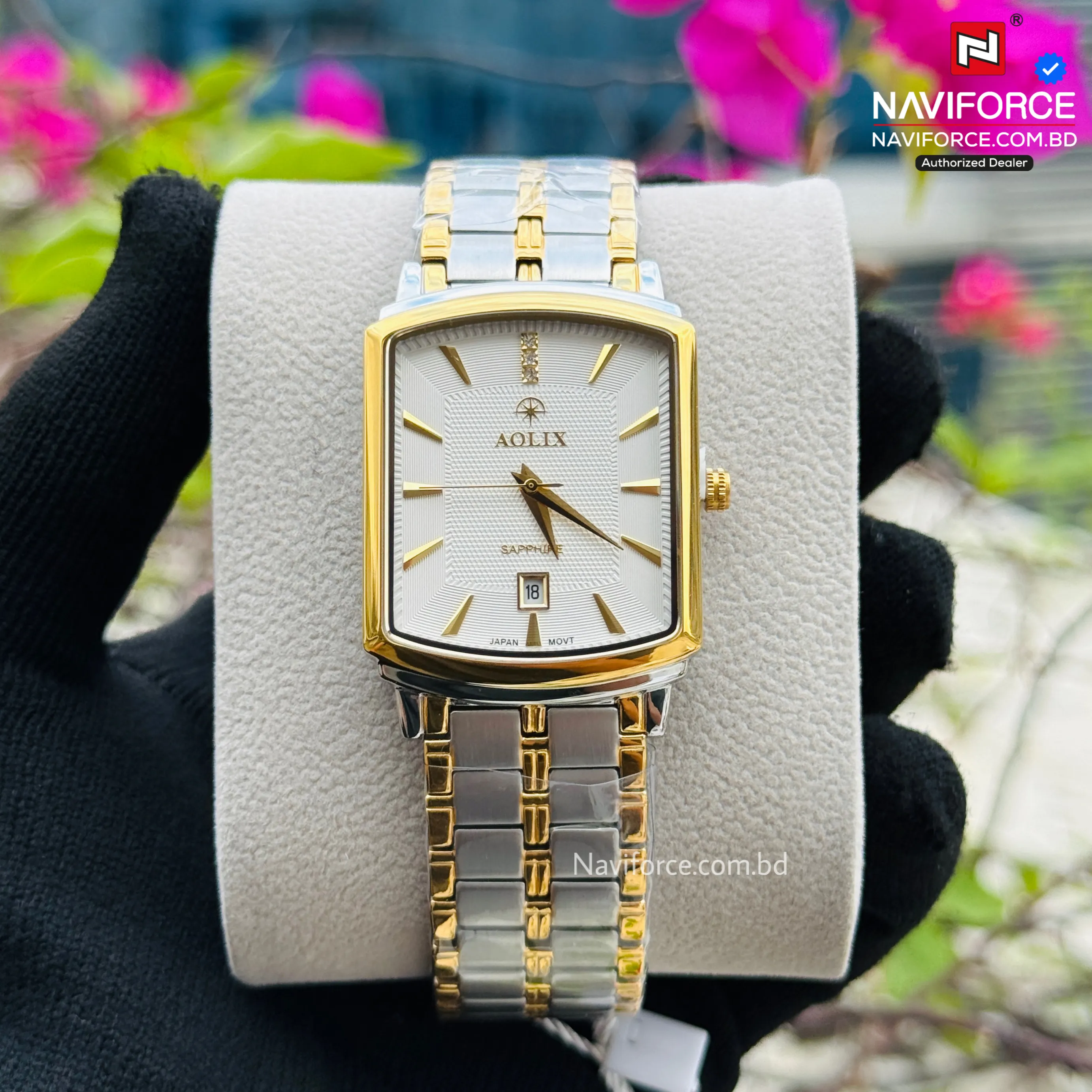 Aolix 9099 Men's Watch - Silver Gold White 