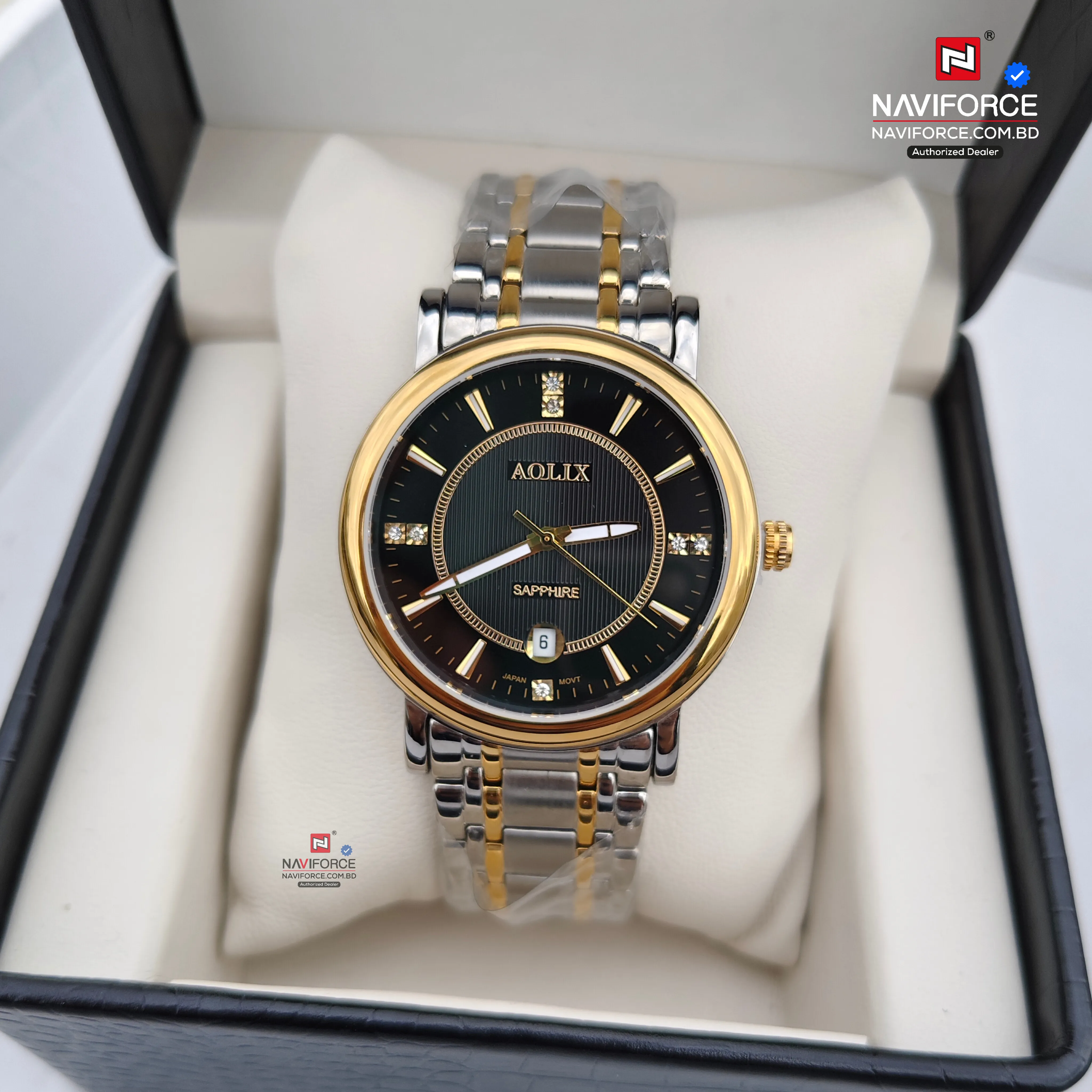 Aolix 9142 Men's Watch - Silver Gold Black 