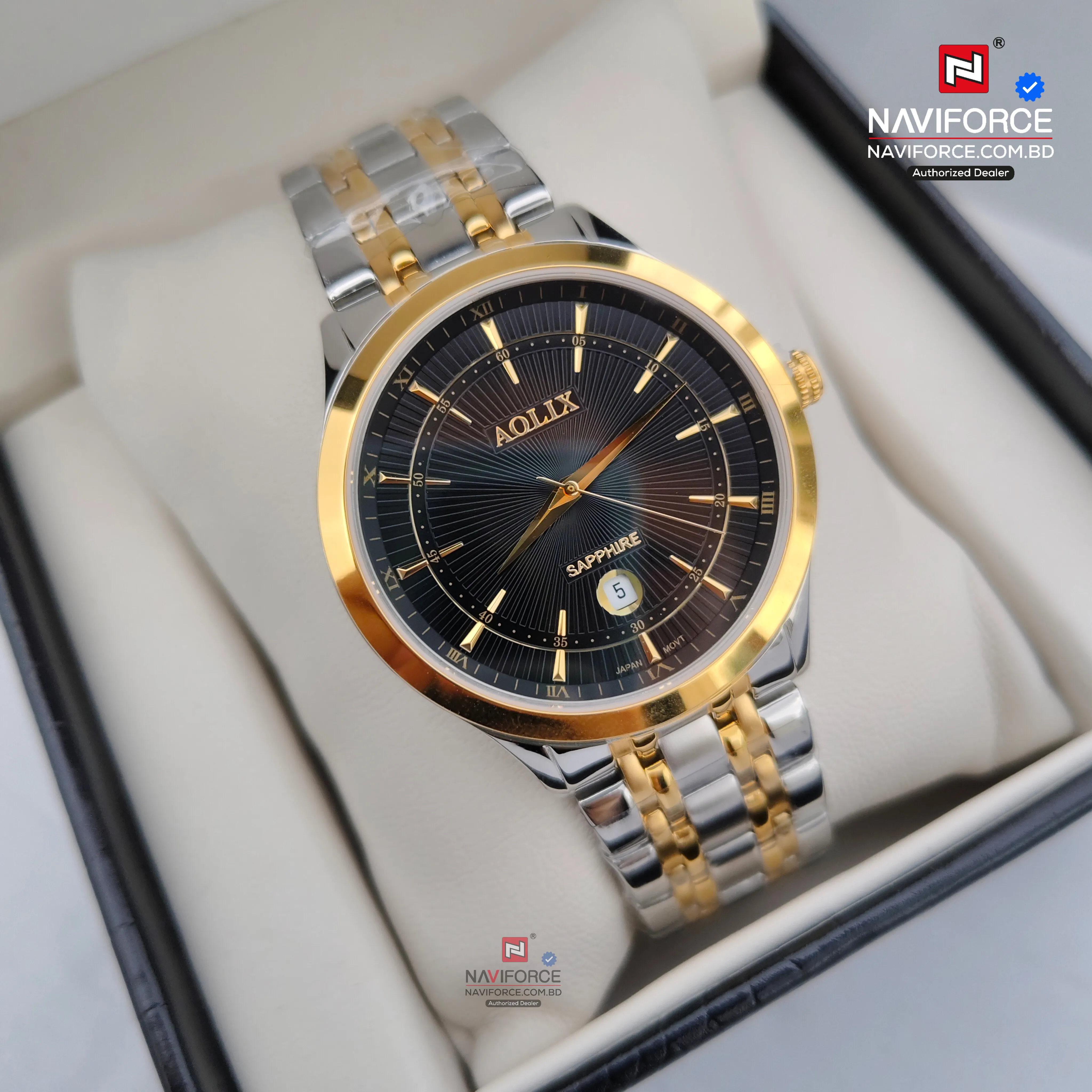 Aolix 9137 Men's Watch - Silver Gold Black