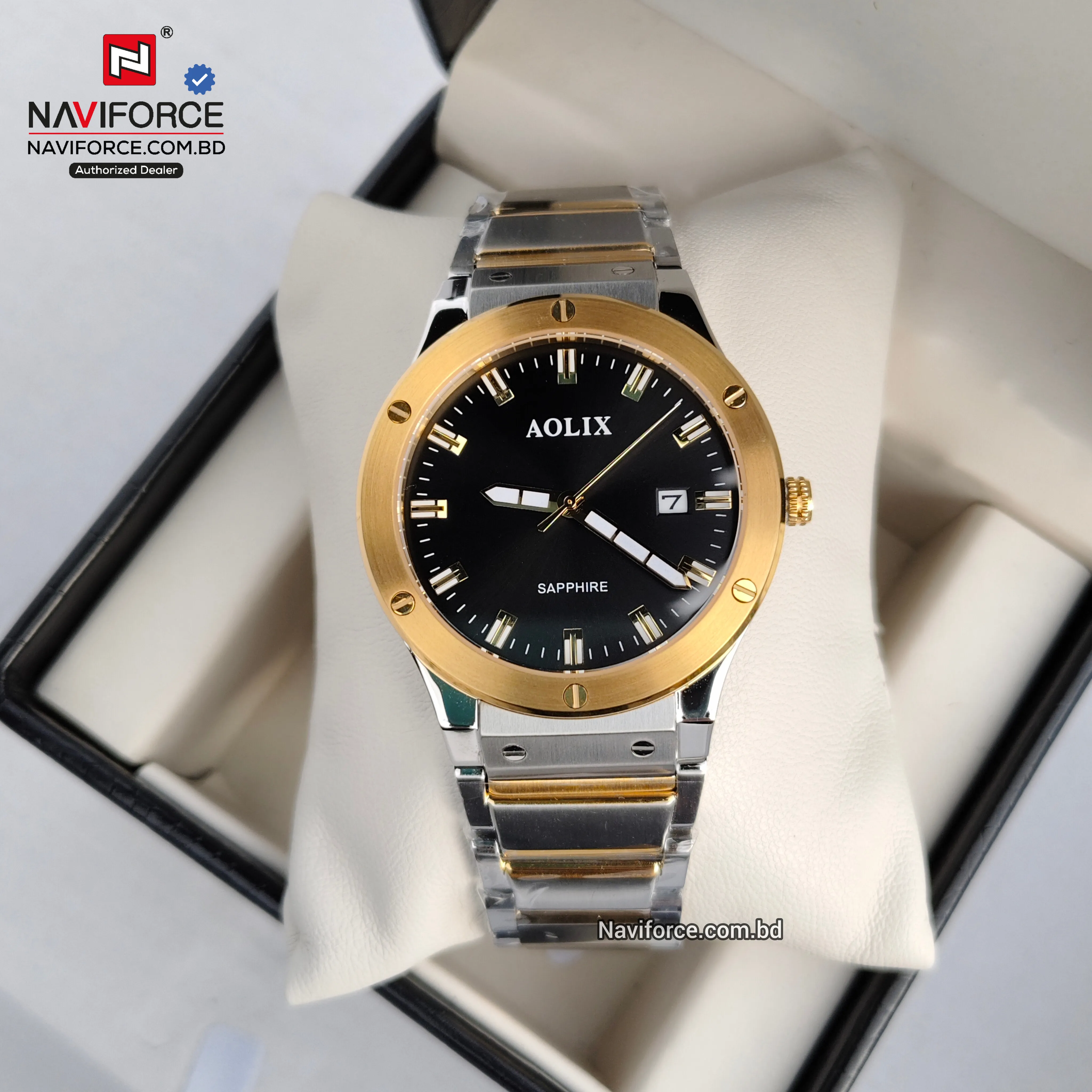 Aolix 9199 Men&#x27;s Watch - Silver Gold Black