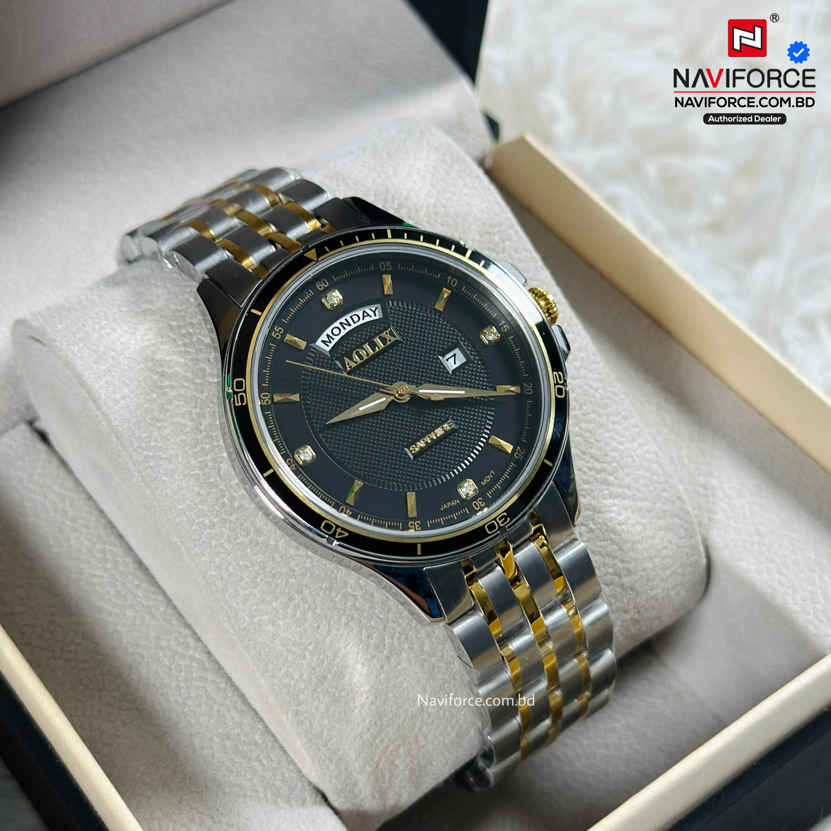 Aolix 9188 Men's Watch - Silver Gold Black