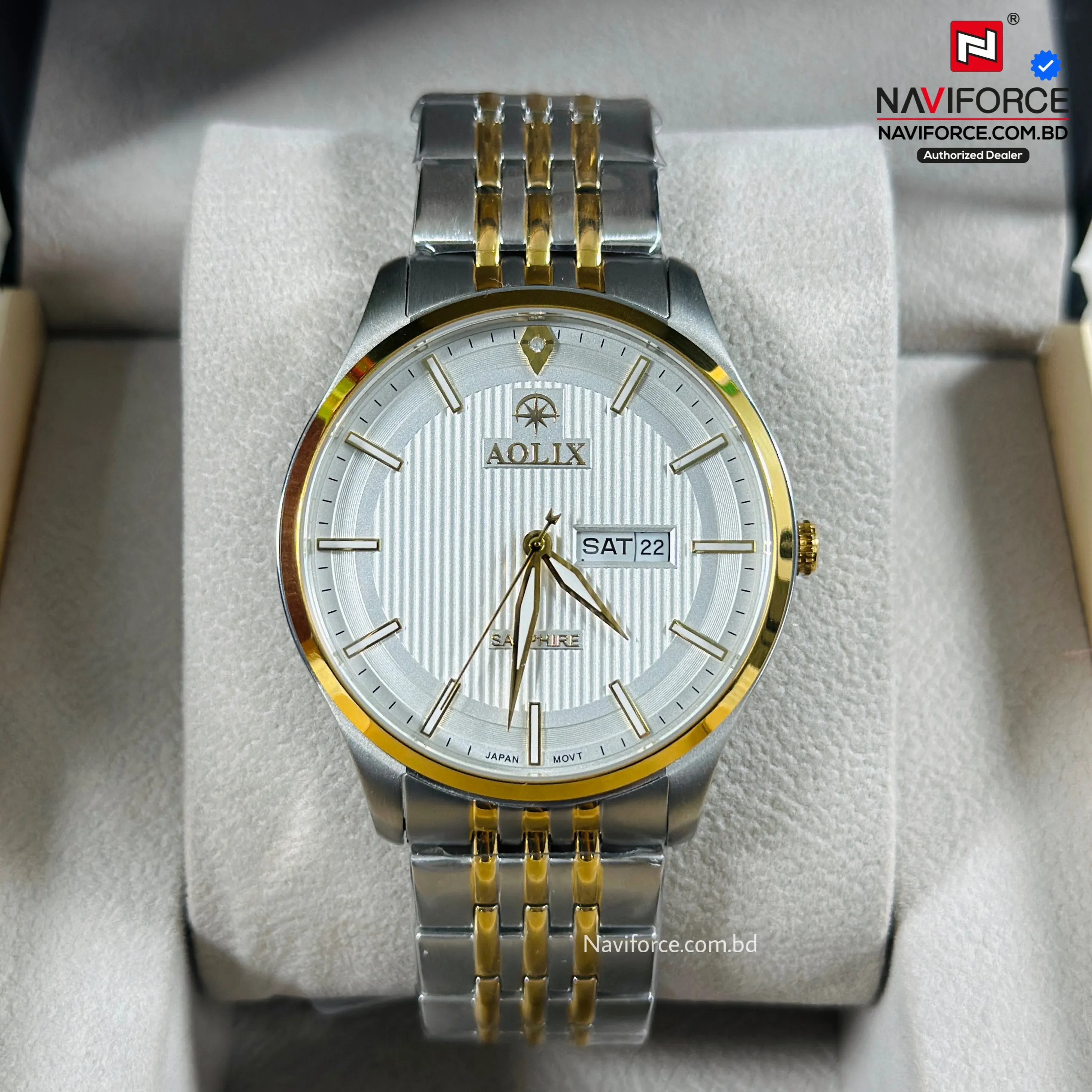 Aolix 9190 Men's Watch - Silver Gold White