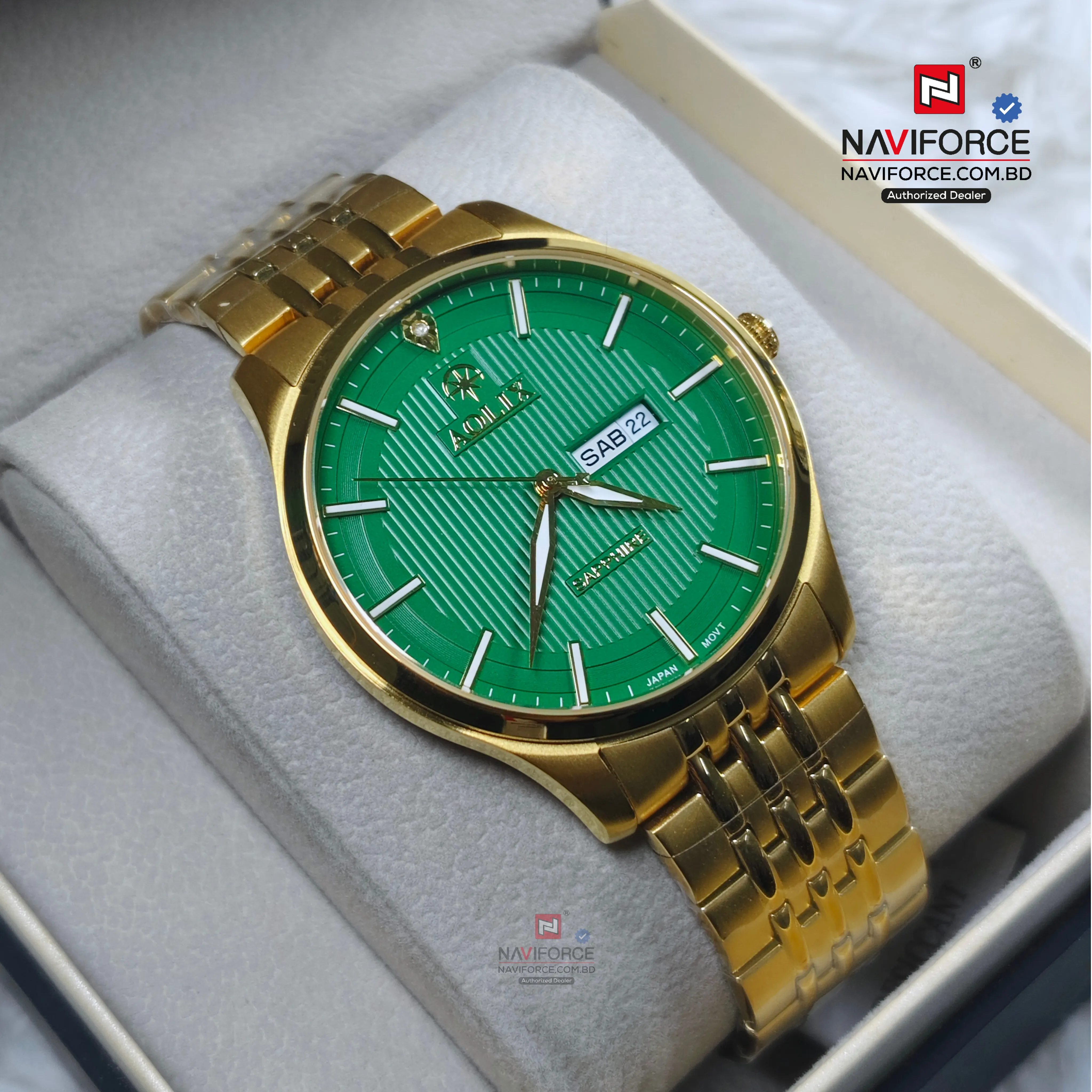 Aolix 9190 Men's Watch - Gold Green 