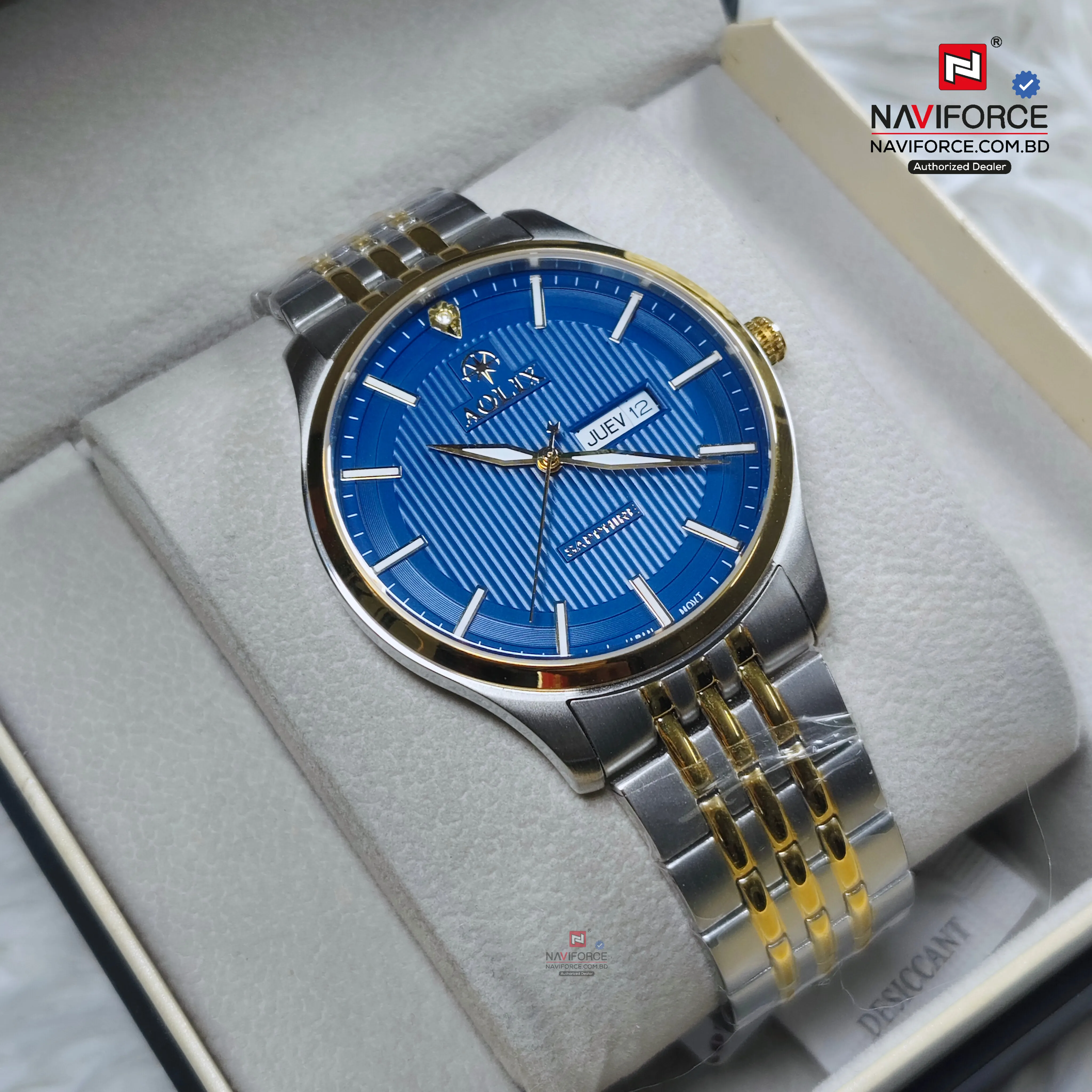 Aolix 9190 Men's Watch - Silver Gold Blue