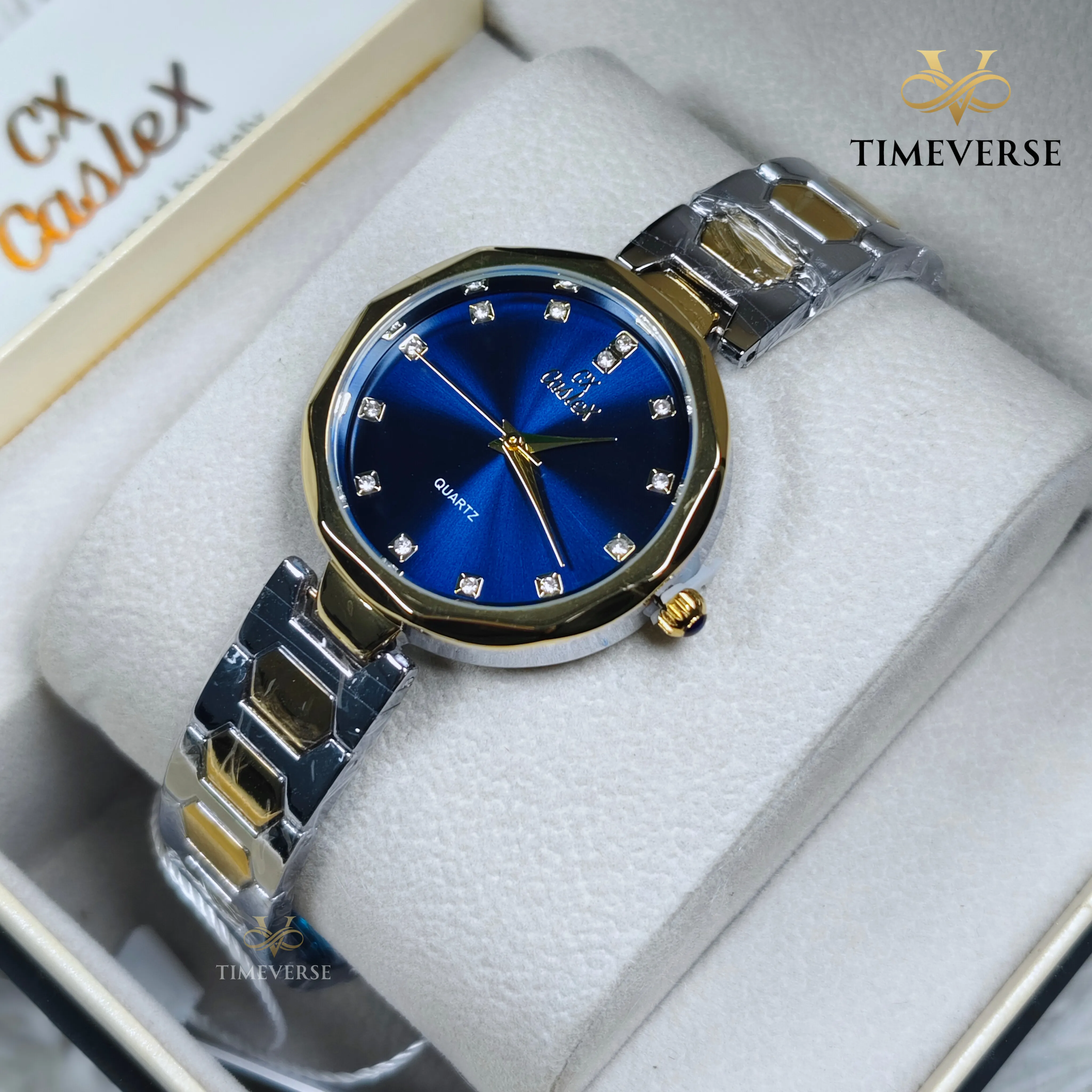 Caslex 255 Ladies Watch -  Silver Gold Blue