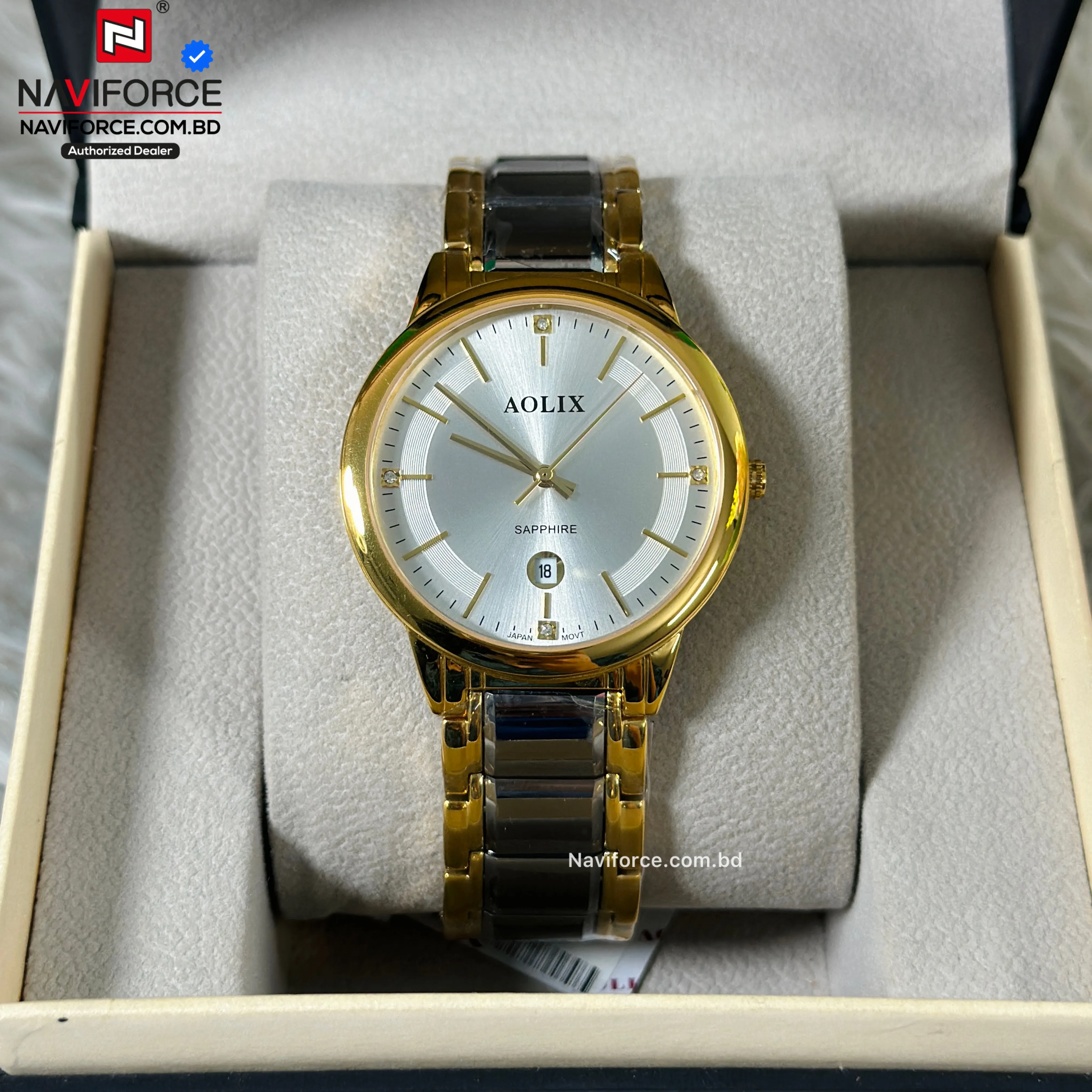 Aolix 6828 Men's Watch - Silver Gold White