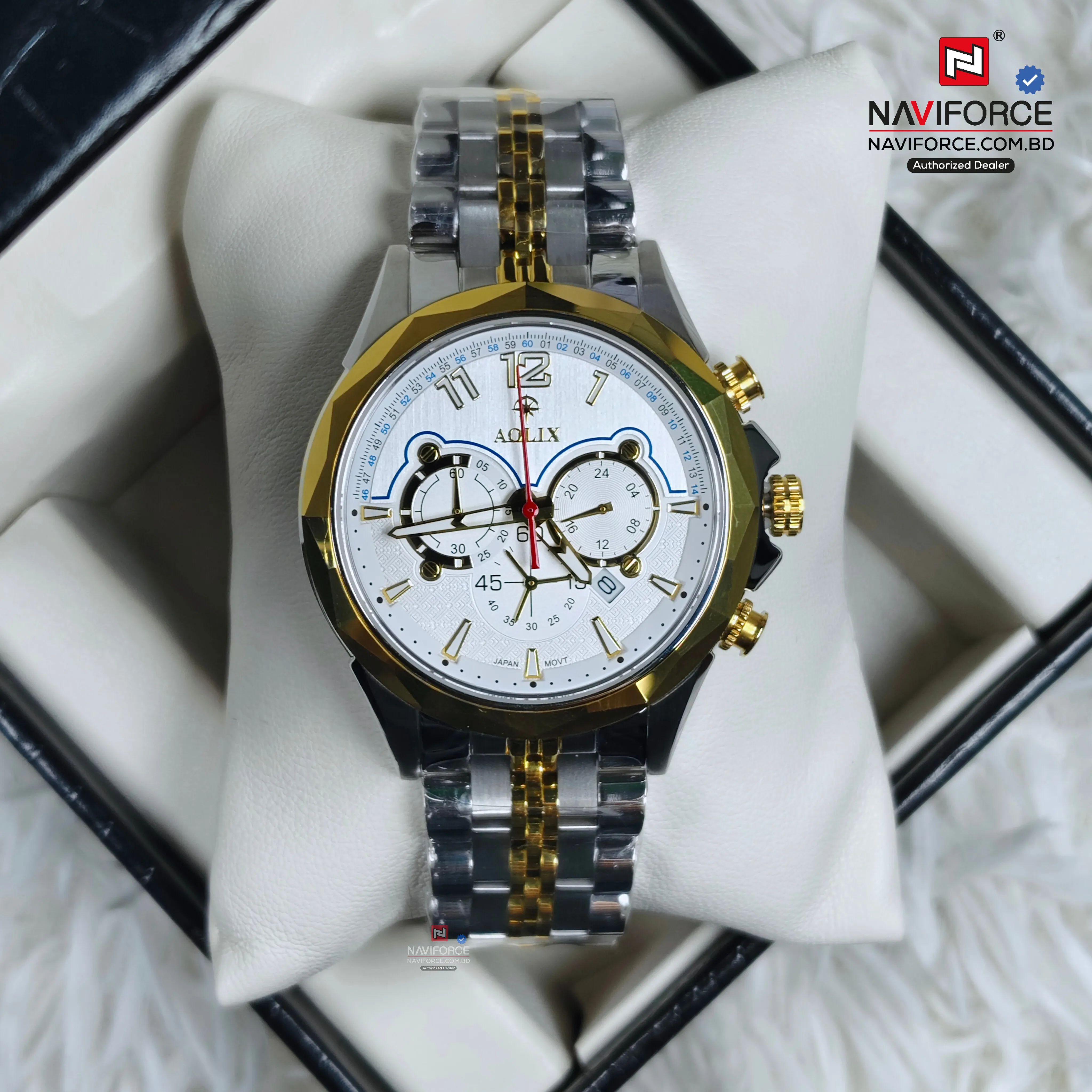 Aolix 7052 Men's Watch - Silver Gold White