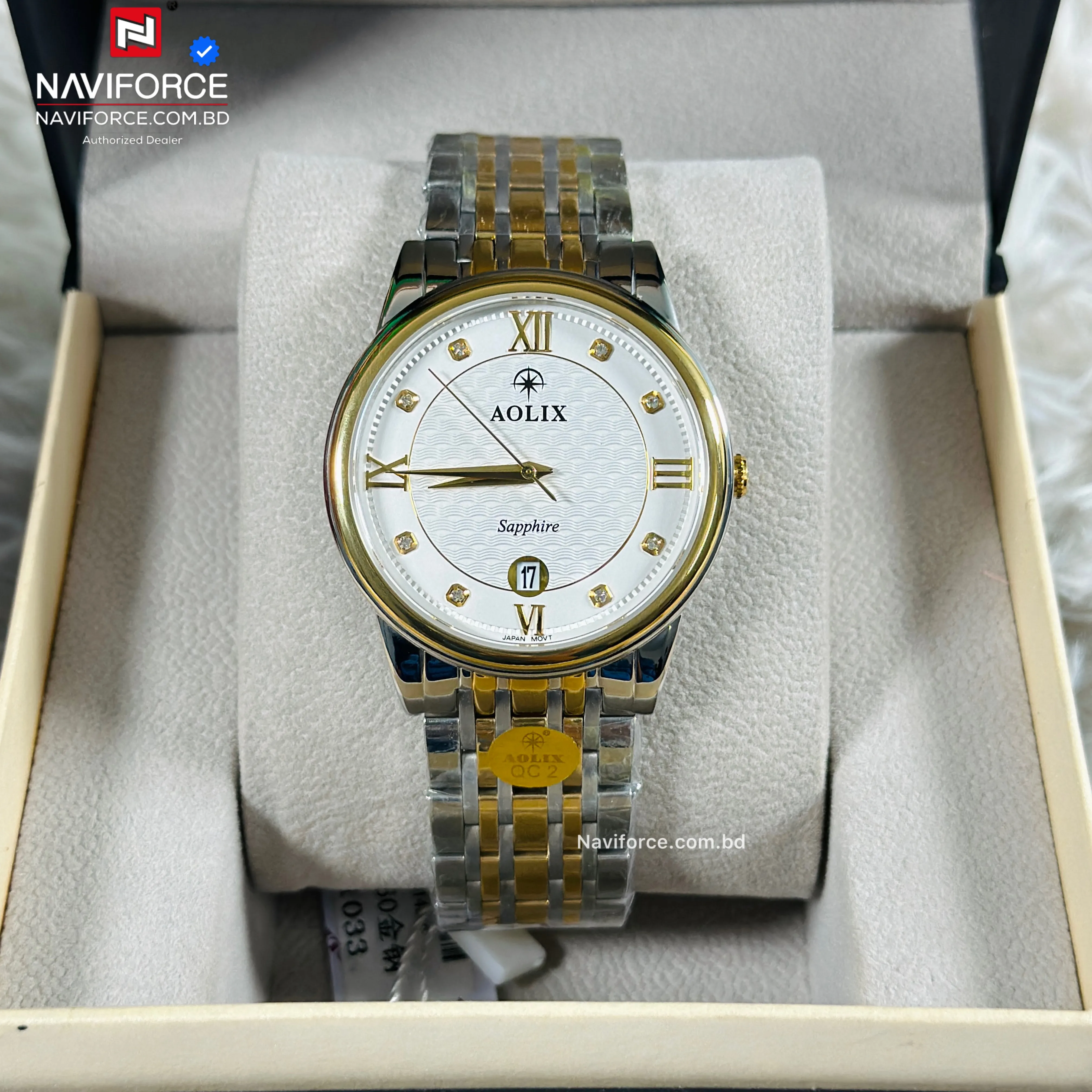 Aolix 9160 Men's Watch - Silver Gold White 