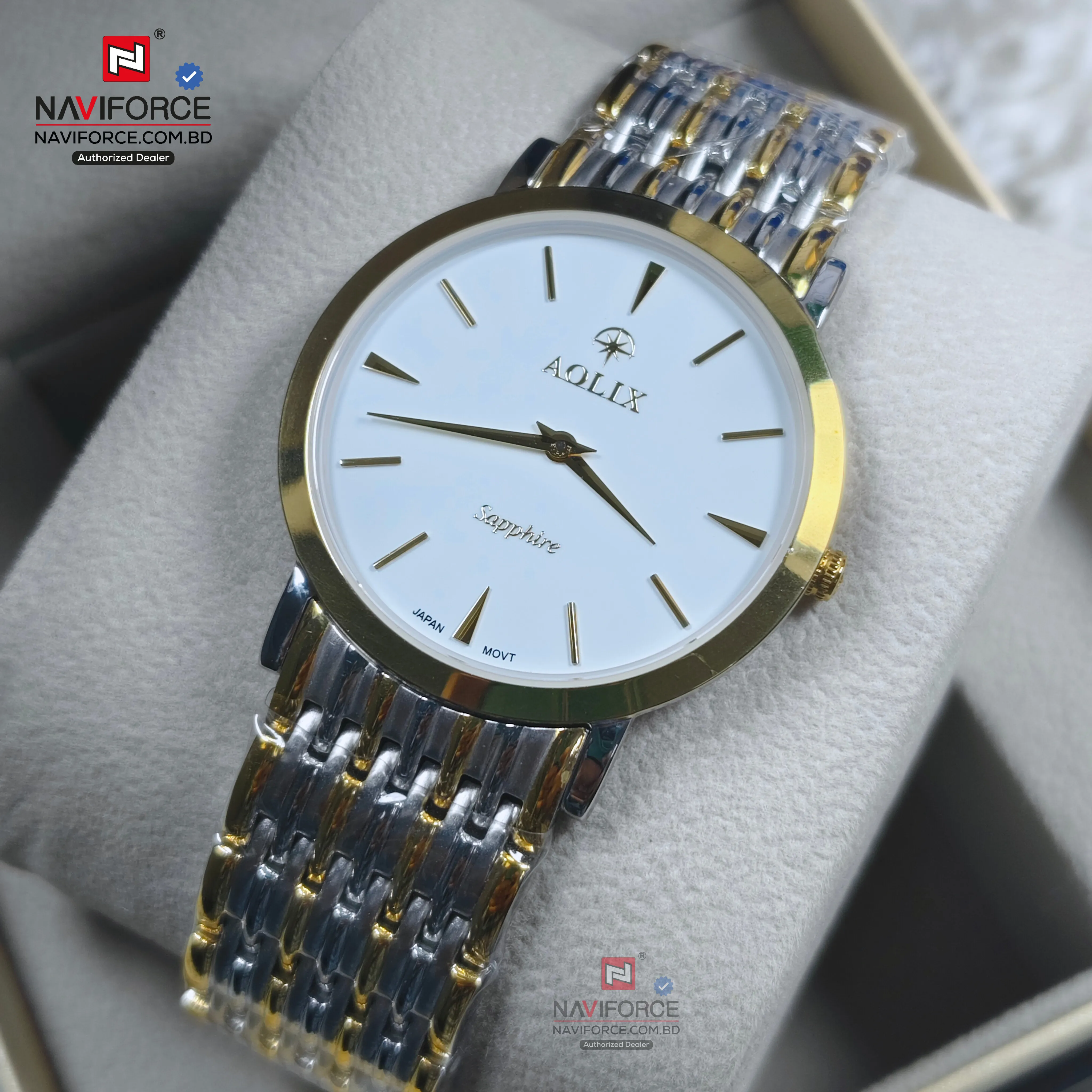 Aolix 9039 Men's Watch - Silver Gold White