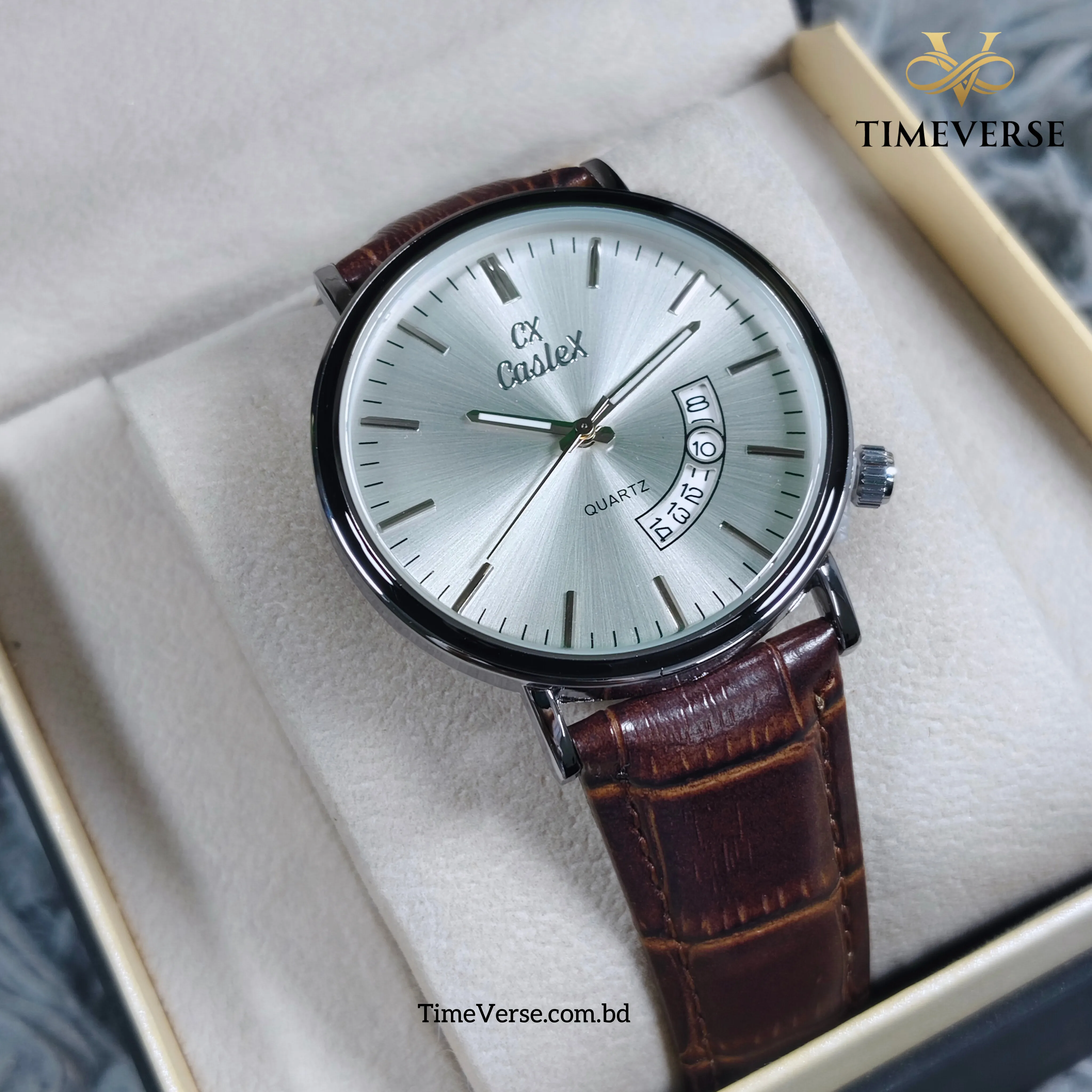 Caslex Belt Men's Watch - Brown White