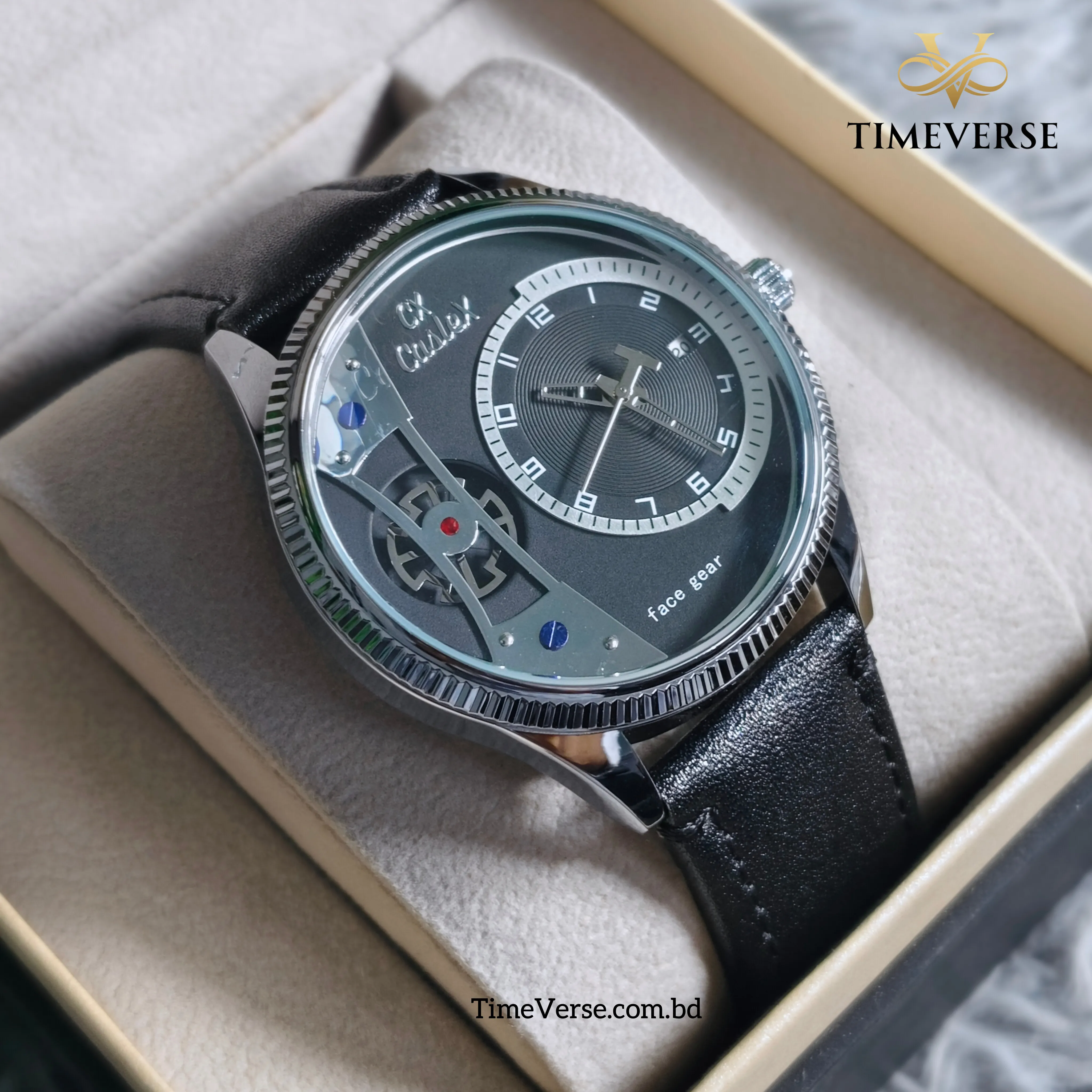 Caslex Number Dial Belt Men's Watch - Black 