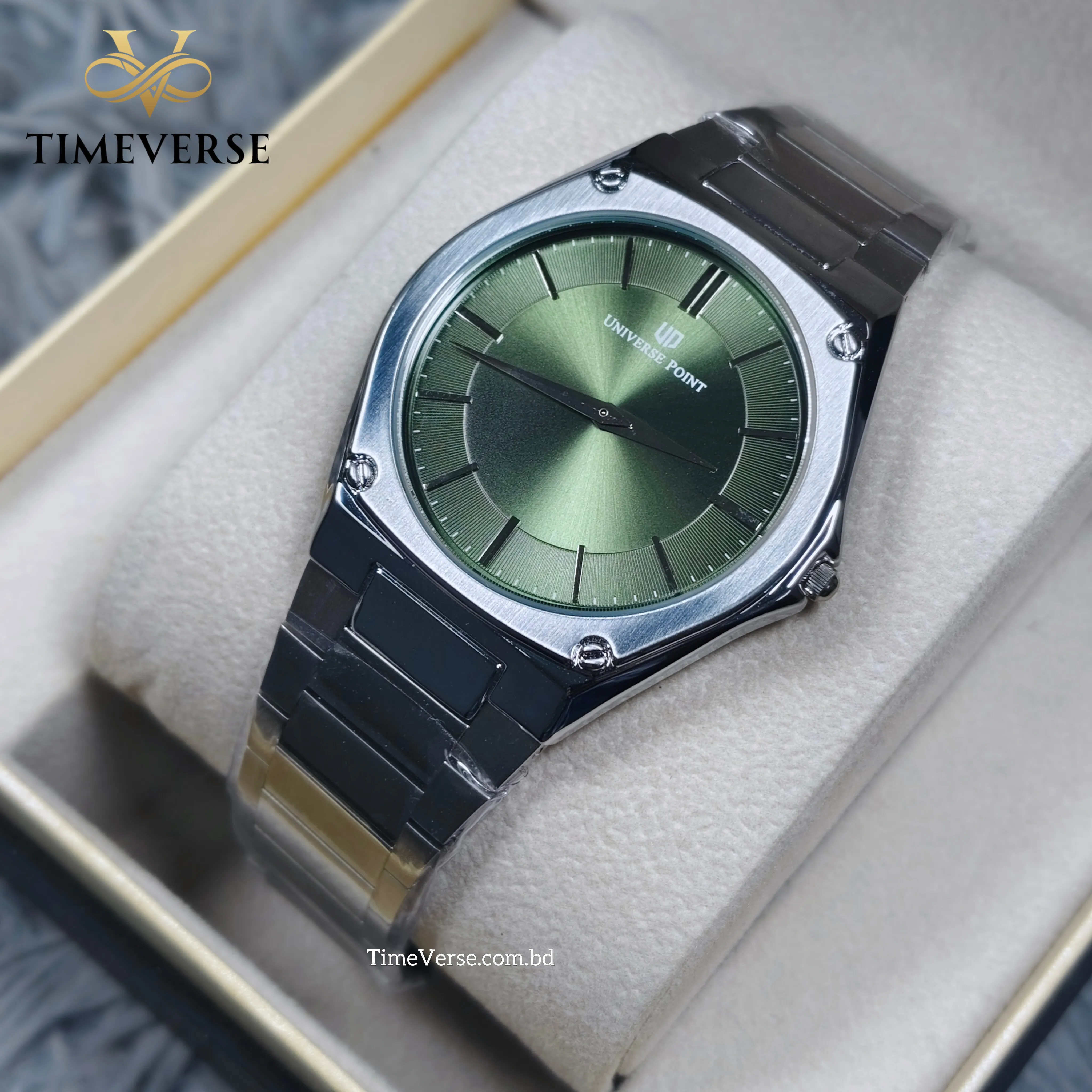 Universe Point 091 Men's Watch - Silver Green
