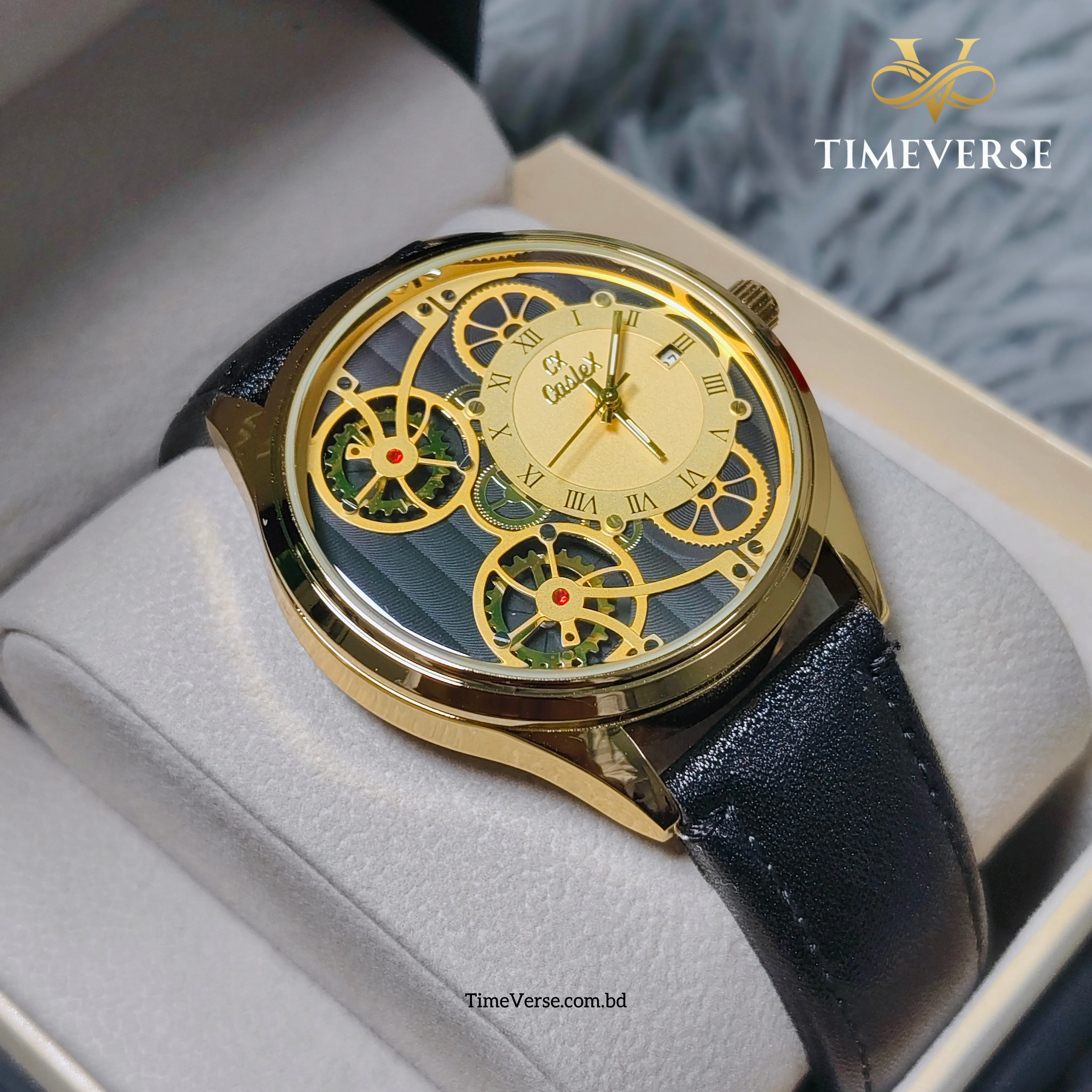 Caslex Roman Dial Belt  Men's Watch -  Gold 