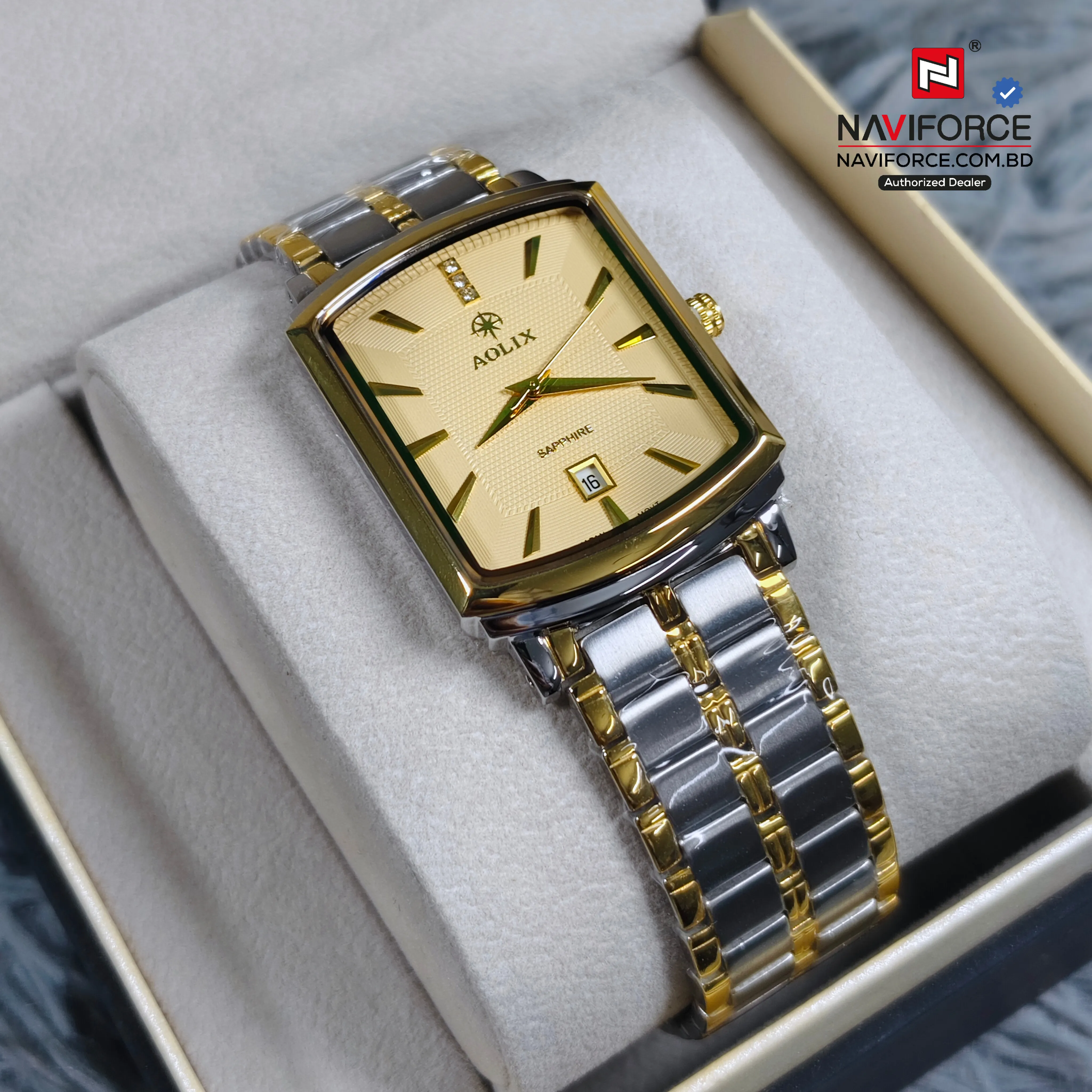 Aolix 9099 Men's Watch - Silver Gold 