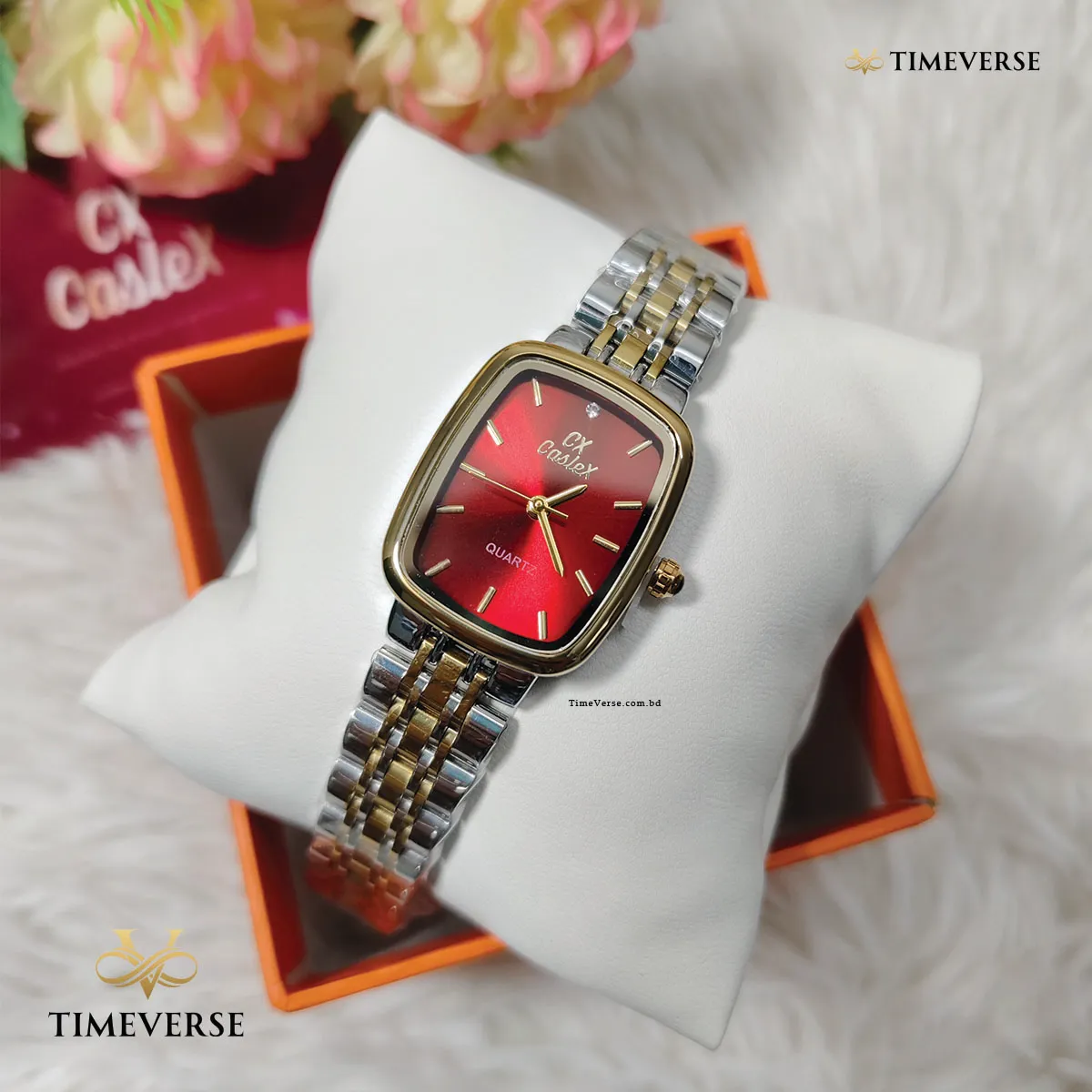 Caslex 023 Ladies Watch -  Gold Red 