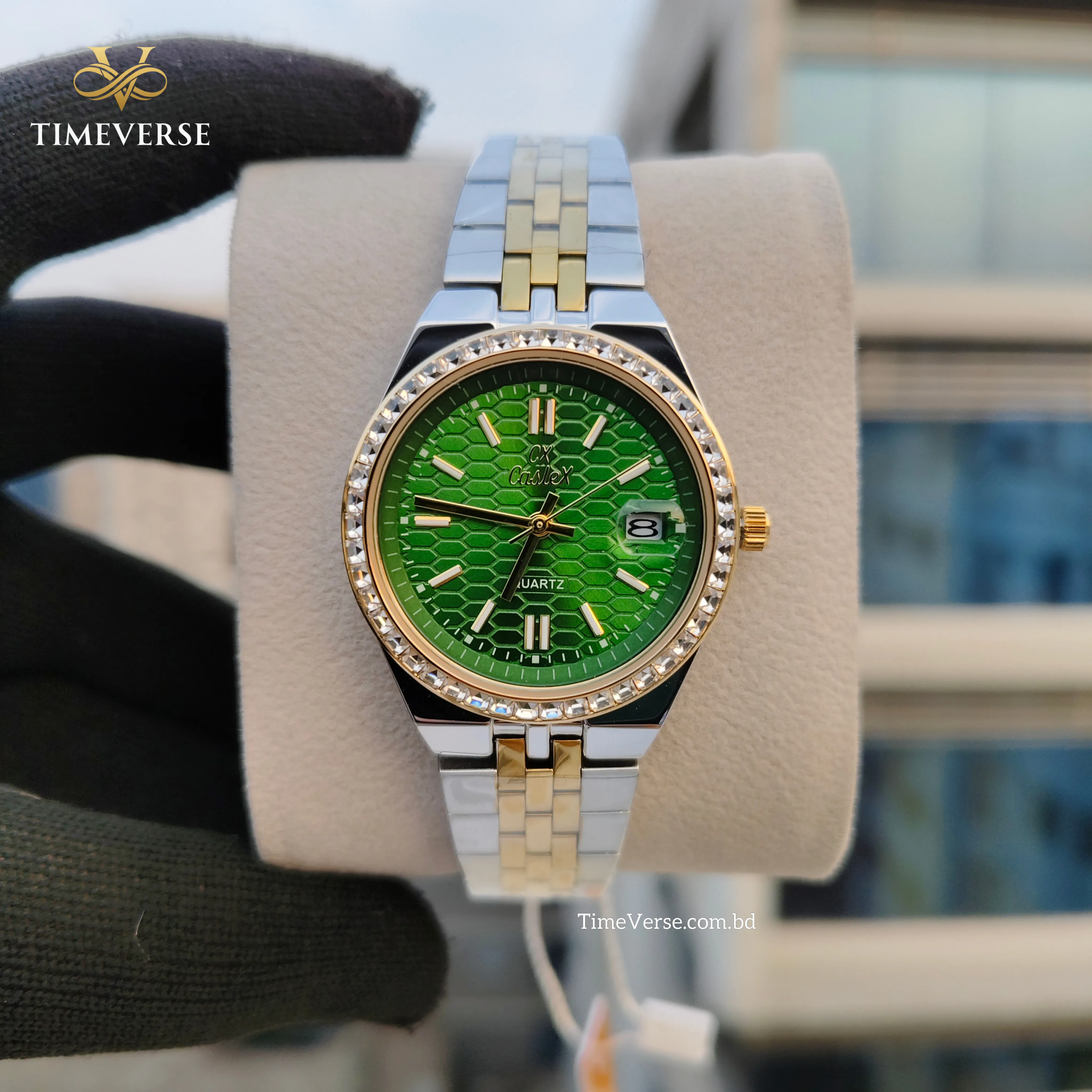 Caslex 061 Ladies Watch - Silver Gold Green
