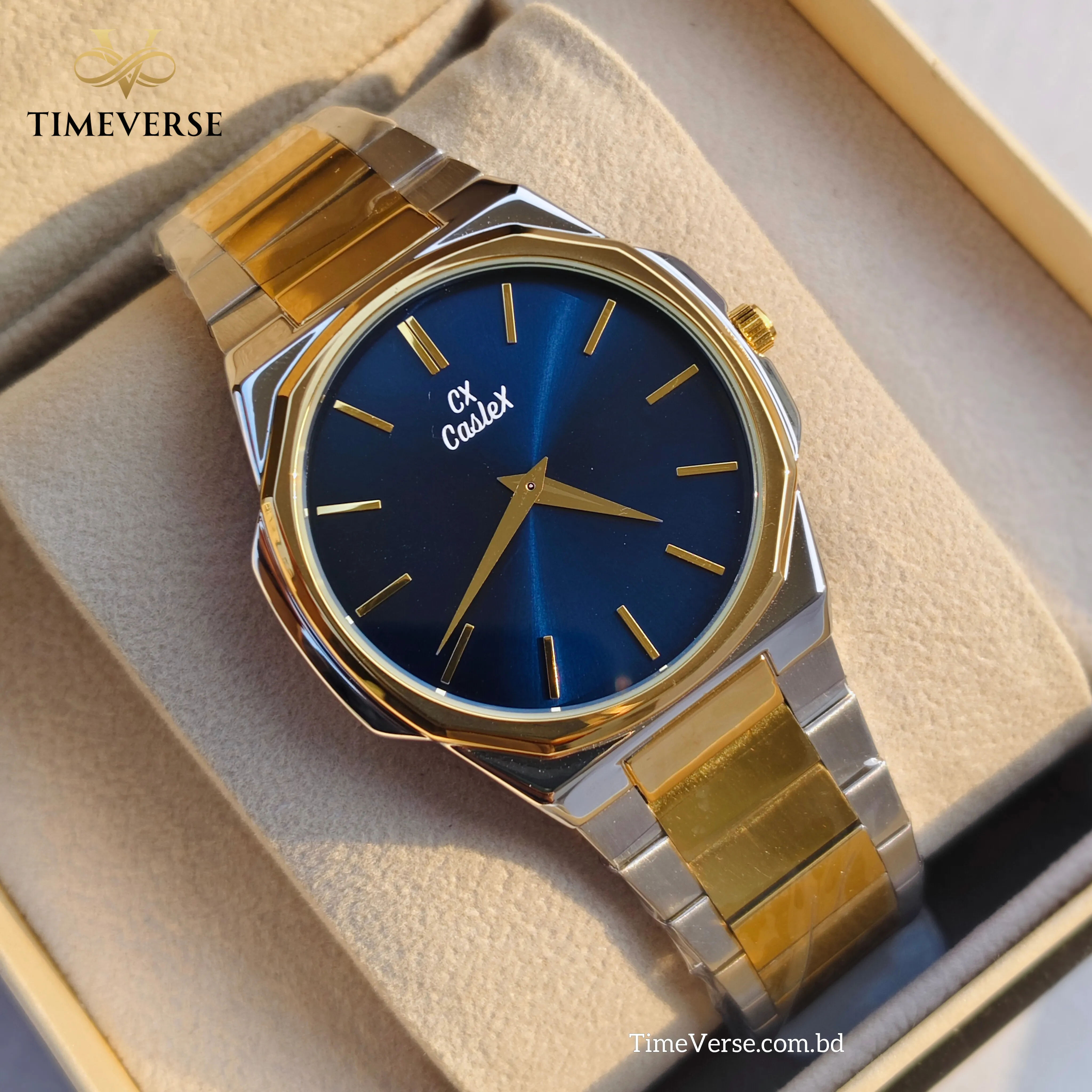 Caslex 7666 For Men - Silver Gold Blue