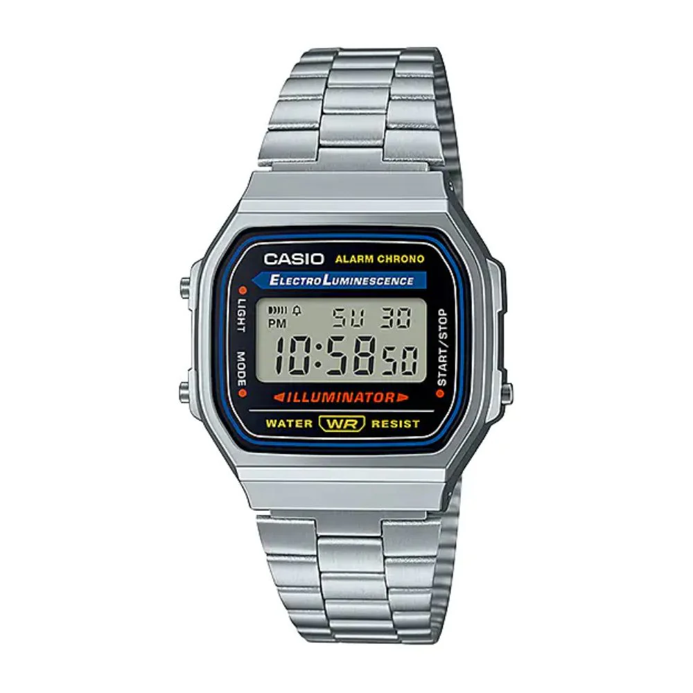 WW1877 Casio Vintage Illuminator Digital Chain Watch A168WA-1WDF