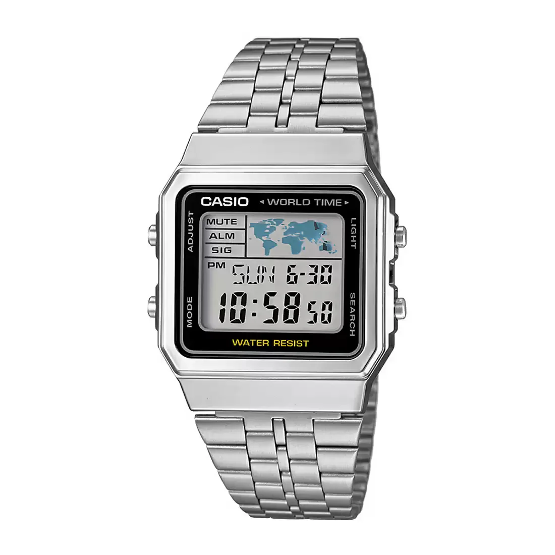 WW1898 Casio Vintage World Time Digital Chain Watch A500WA-1DF