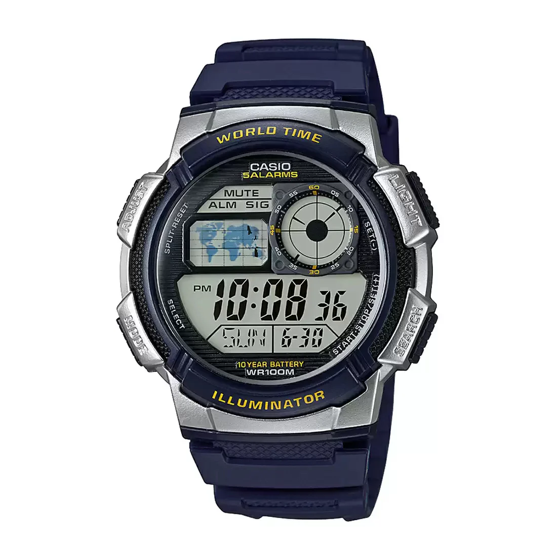 WW0585 Casio Youth World Time Digital Resin Belt Watch AE-1000W-2AVDF