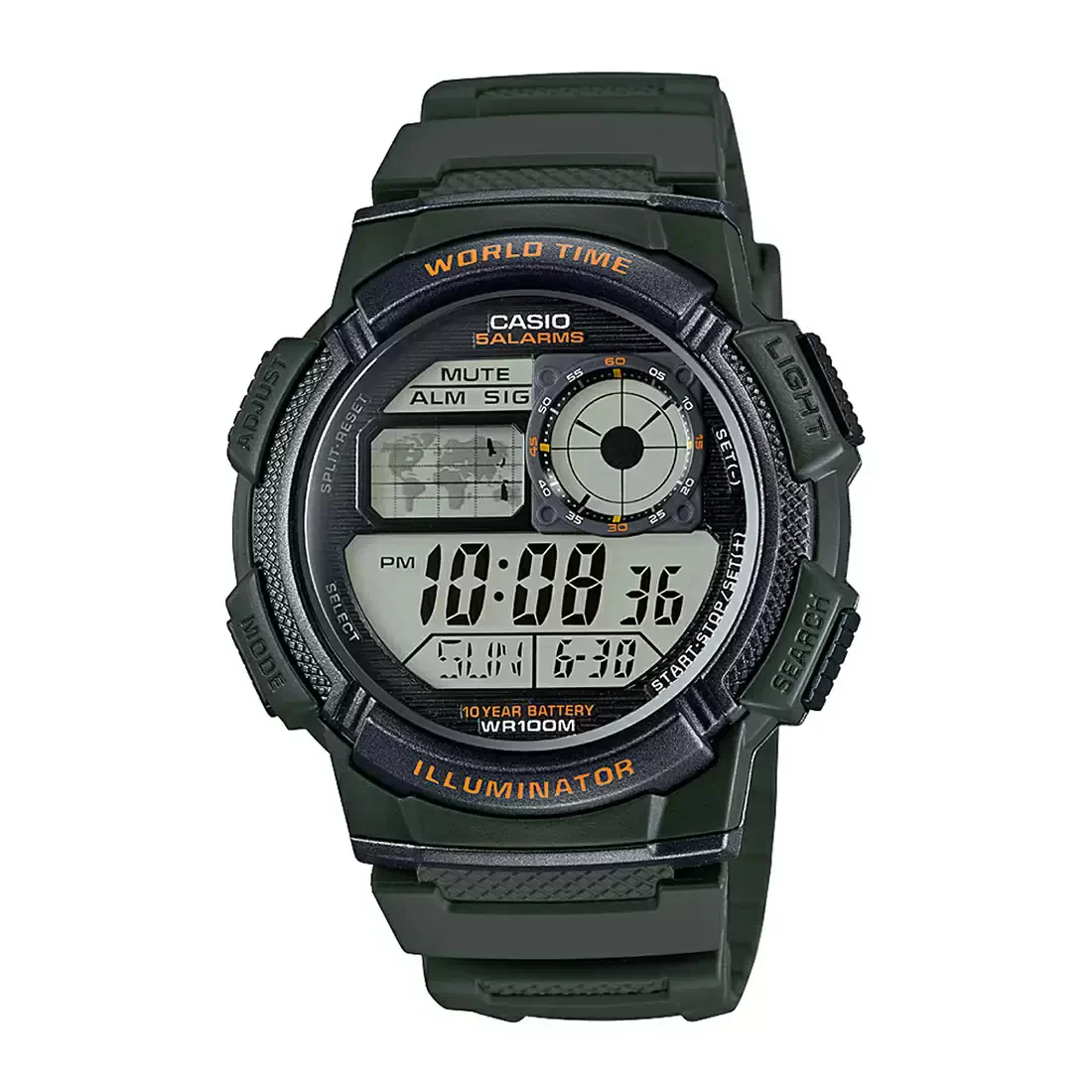 WW0586 Casio Youth World Time Digital Resin Belt Watch AE-1000W-3AVDF