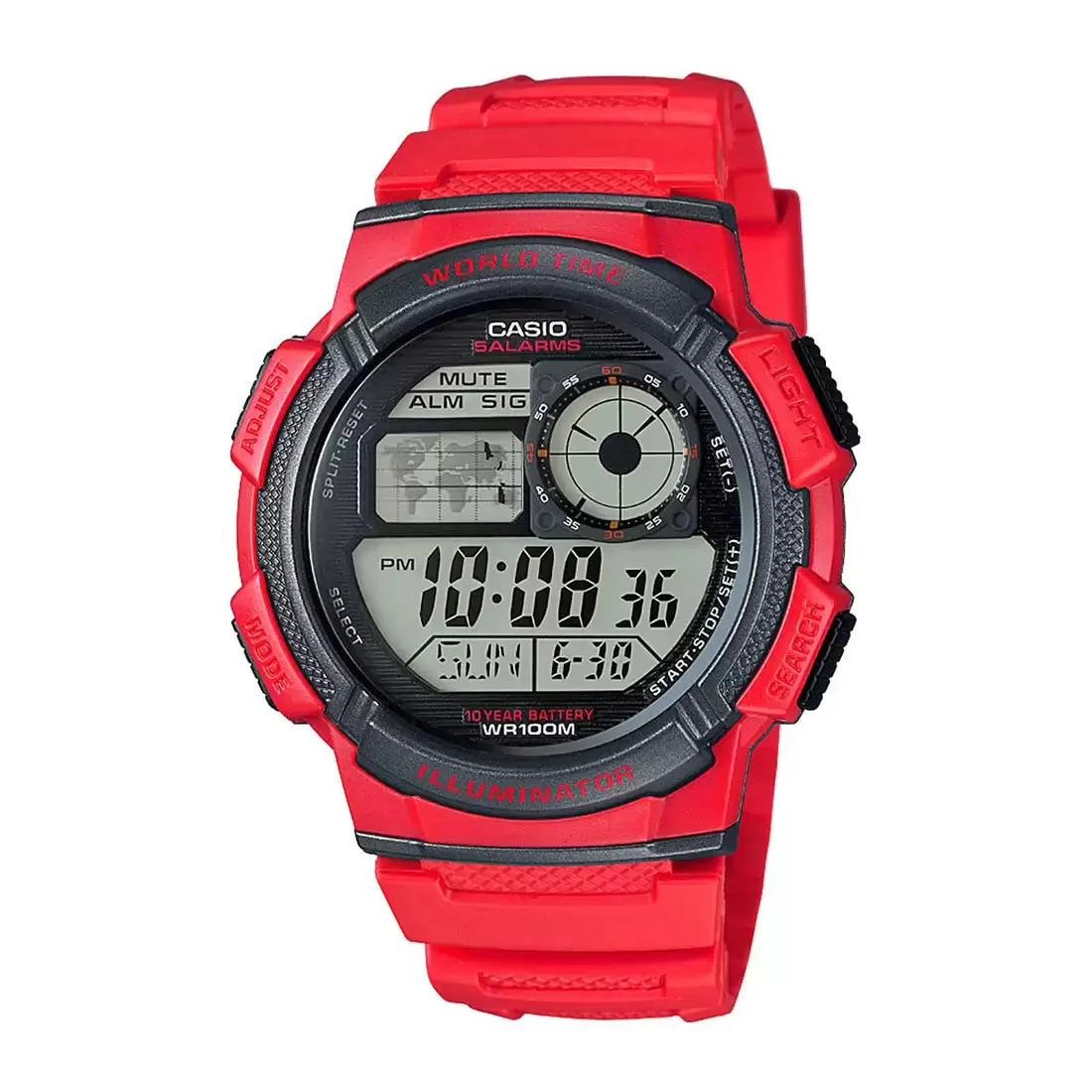 WW0587 Casio Youth World Time Digital Resin Belt Watch AE-1000W-4AVDF