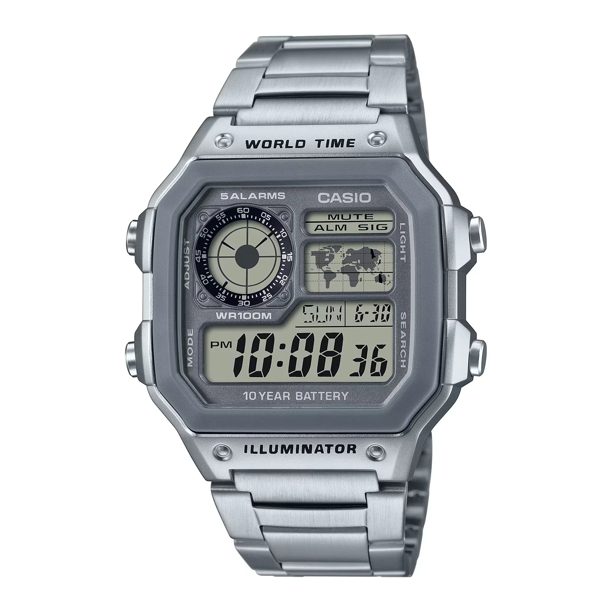 WW0023 Casio Youth World Time Digital Chain Watch AE-1200WHD-7AVDF