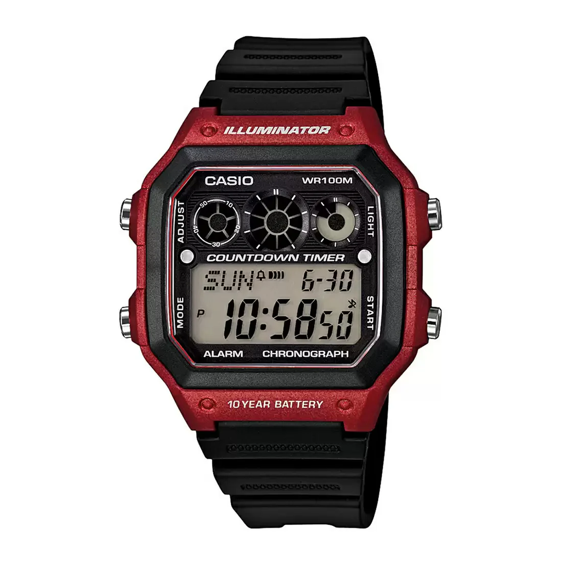 WW1418 Casio Youth Illuminator World Time Resin Belt Watch AE-1300WH-4AVDF