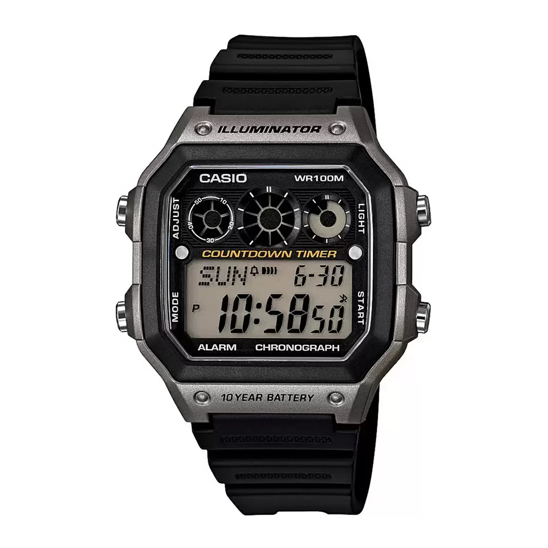WW1419 Casio Youth Illuminator World Time Resin Belt Watch AE-1300WH-8AVDF