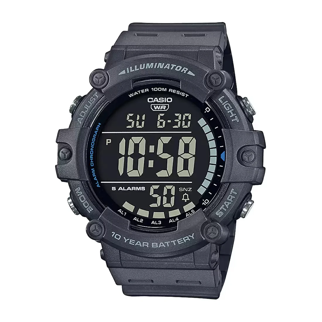 WW2216 Casio Youth Dual Time Digital Resin Belt Watch AE-1500WH-8BVDF
