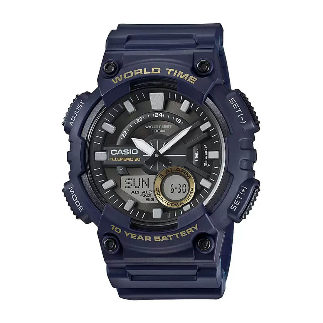 WW0611 Casio Youth Dual Time Resin Belt Watch AEQ-110W-2AVDF