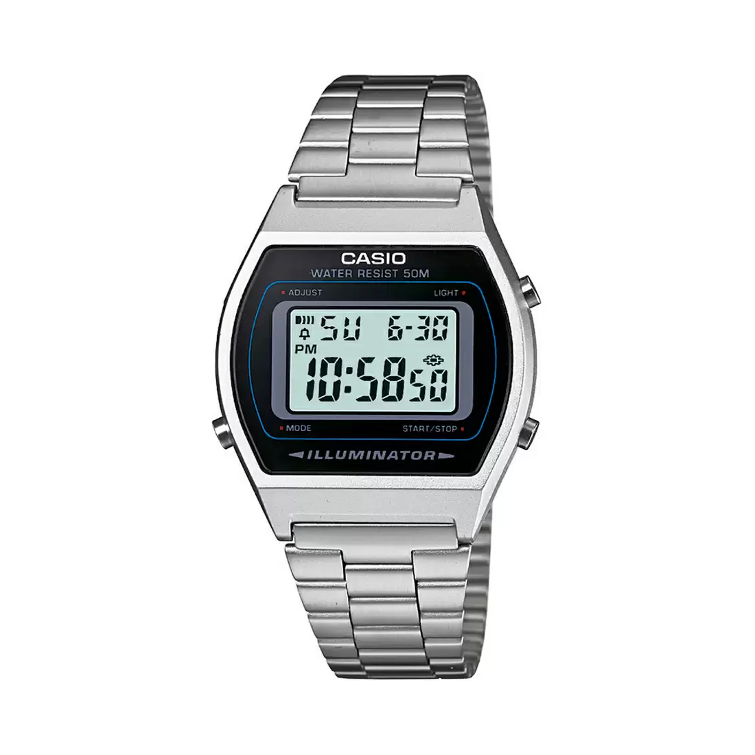 WW1438 Casio Vintage Digital Silver Chain Watch B640WD-1AVDF