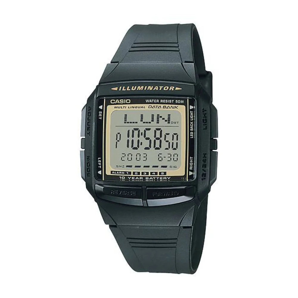 WW0727 Casio Vintage Illuminator Data Bank Resin Belt Watch DB-36-9AVDF